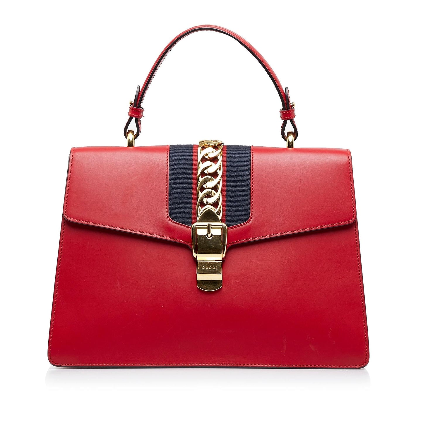 Gucci Sylvie SHG-9Fqcs4 Calf Red Medium Satchel Bag