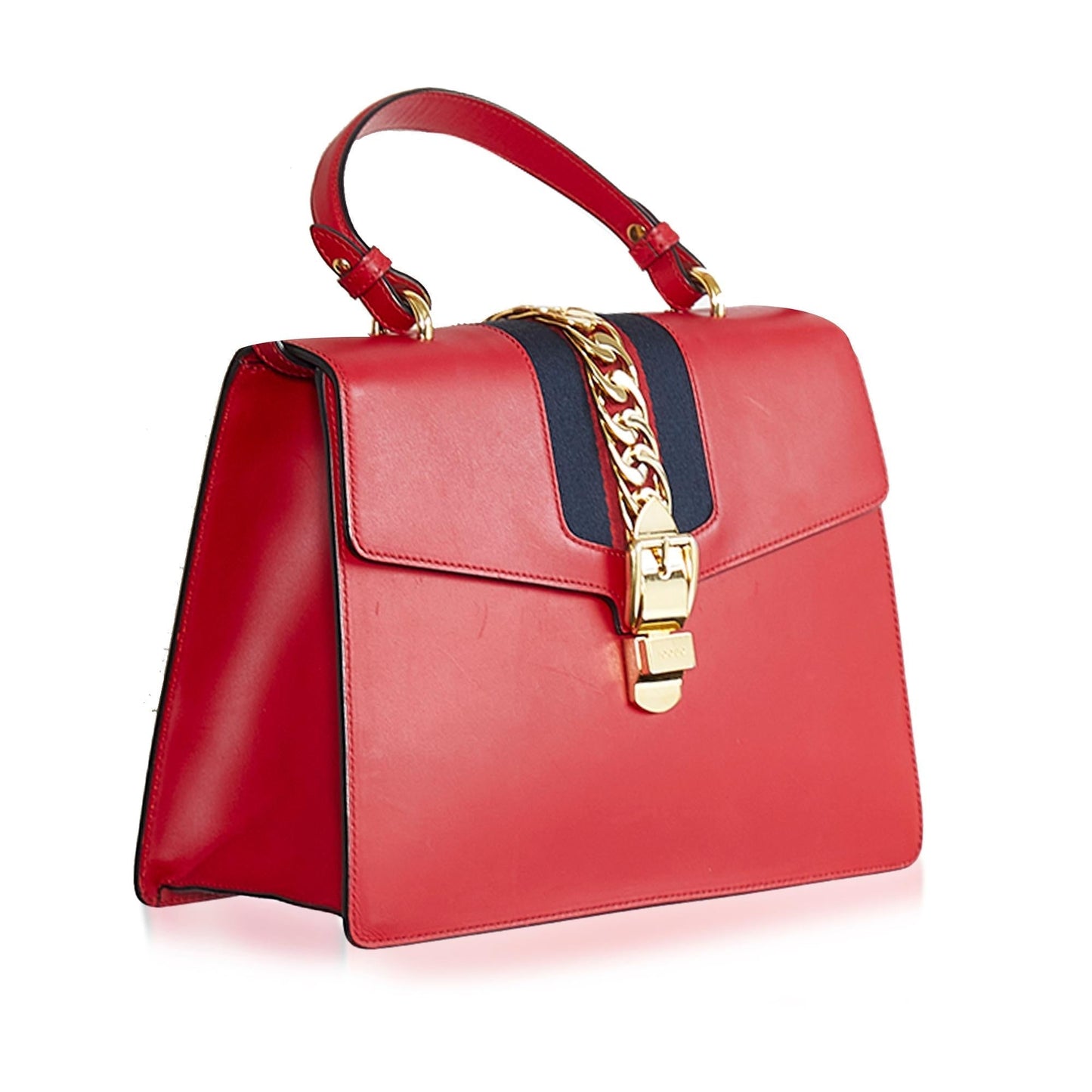 Gucci Sylvie SHG-9Fqcs4 Calf Red Medium Satchel Bag
