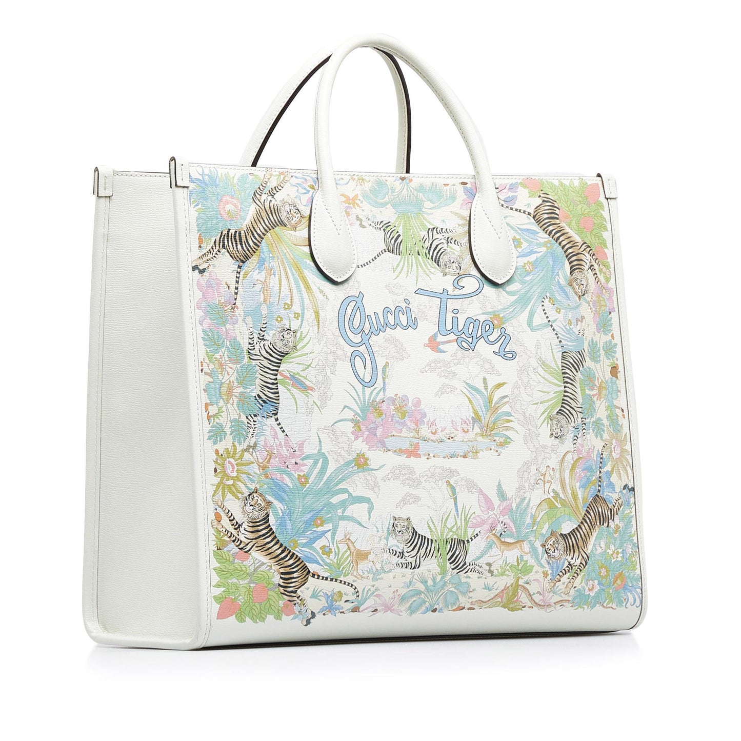 Gucci Tiger Convertible SHG-JIbh0E Calf White Medium Tote Bag