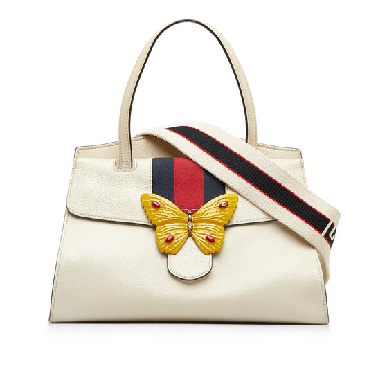 Gucci Web Linea Butterfly Totem SHG-BYS4EZ Calf White Medium Tote Bag