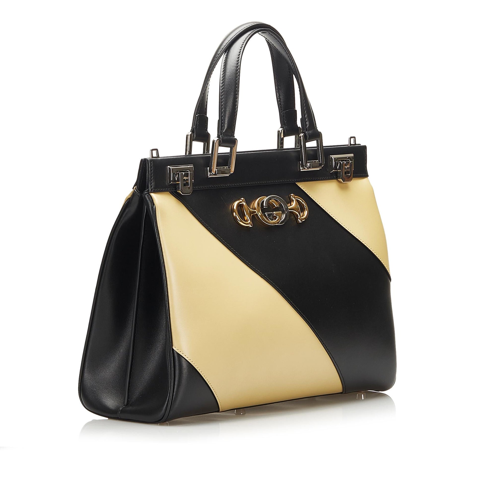 Gucci Zumi SHG Calf Black Medium Top Handle Satchel Bag