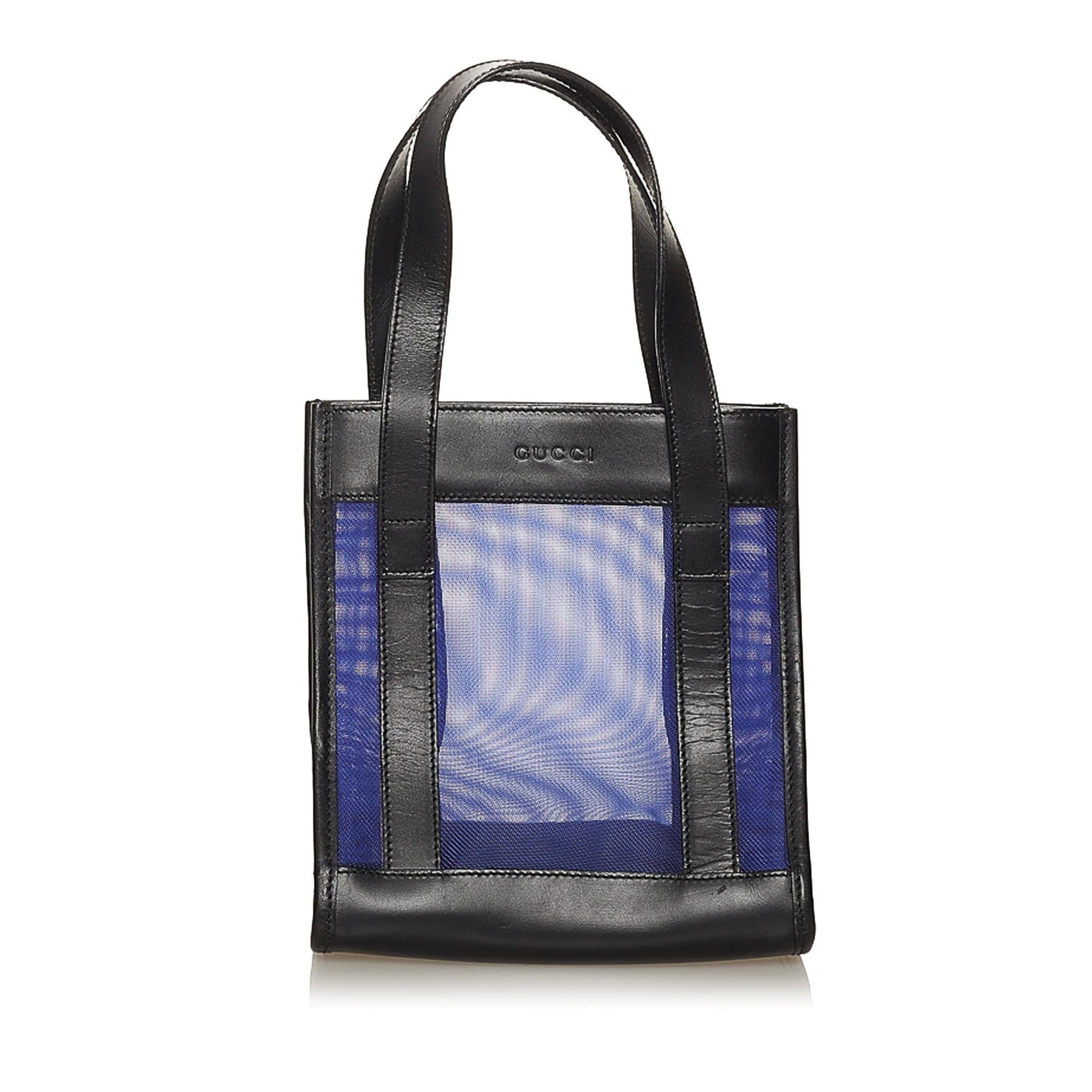 Gucci Mesh SHG Calf Black Blue Satchel Bag