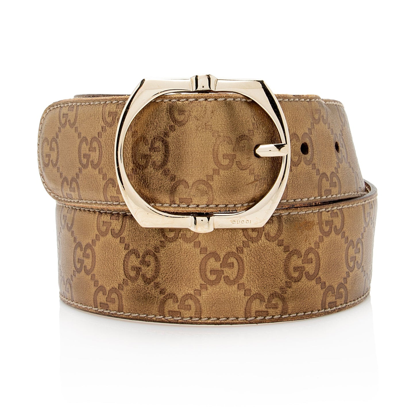 Gucci Metallic Guccissima Belt - Size Leather Gold Accessory