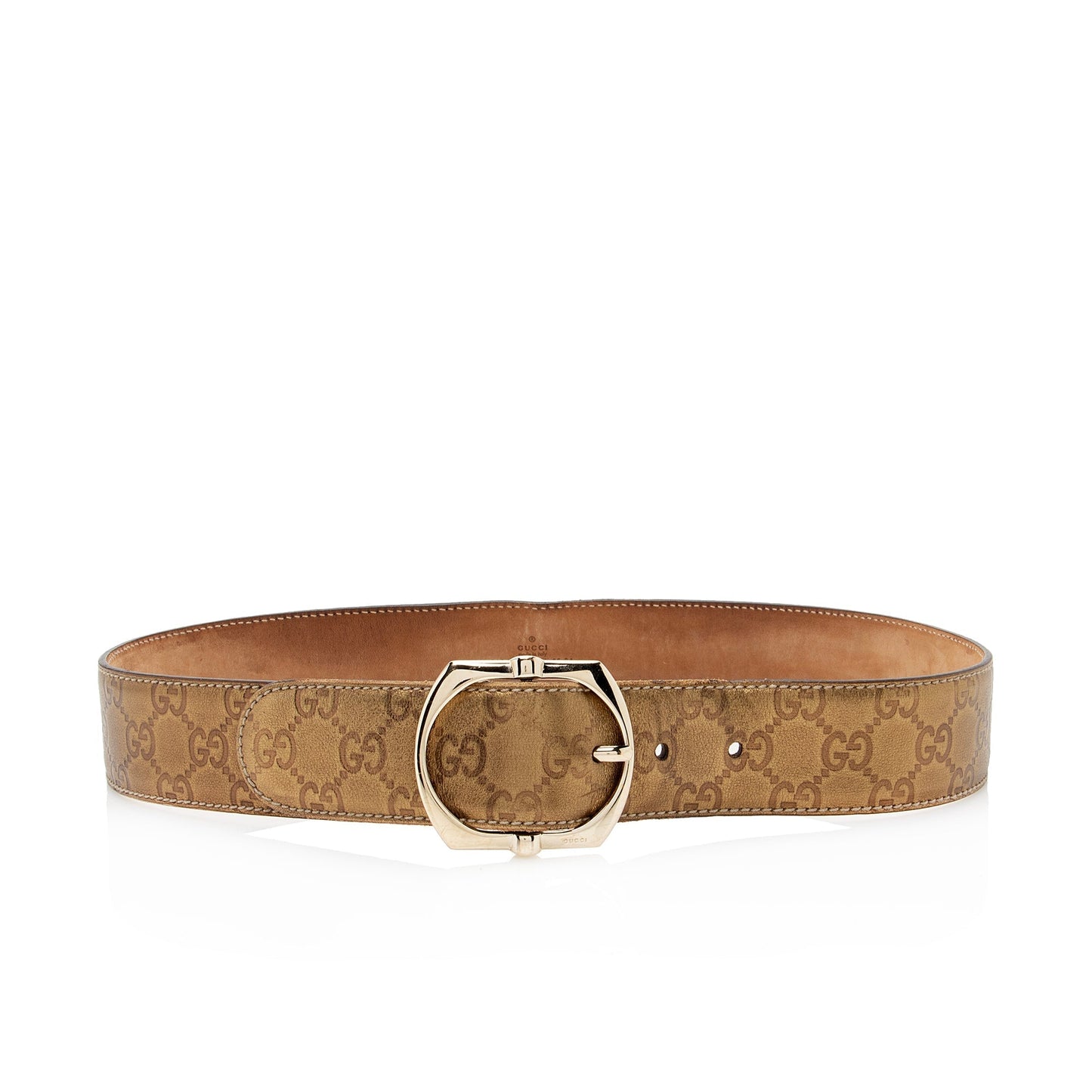 Gucci Metallic Guccissima Belt - Size Leather Gold Accessory