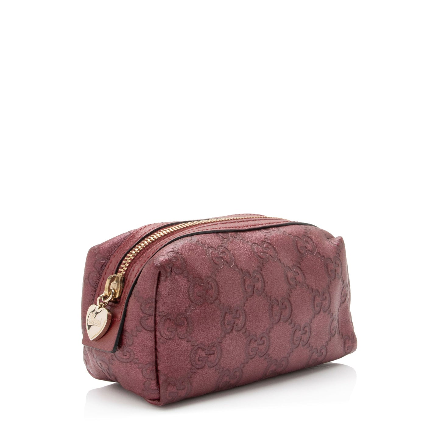 Gucci Metallic Guccissima Cosmetic Case SHF-GVRdPQ Leather Canvas Red Handbag