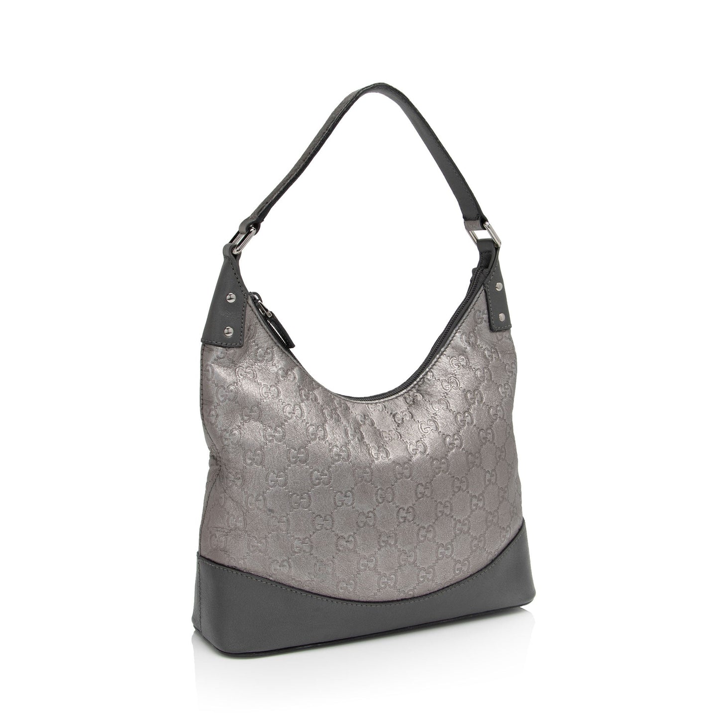 Gucci Metallic Guccissima SHF-WaBJWh Leather Silver Small Shoulder Bag