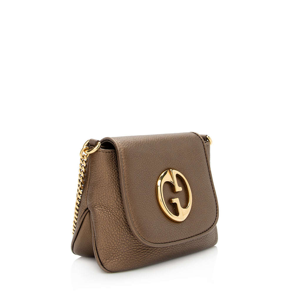 Gucci Metallic SHF Leather Brown Gold Small Crossbody Bag