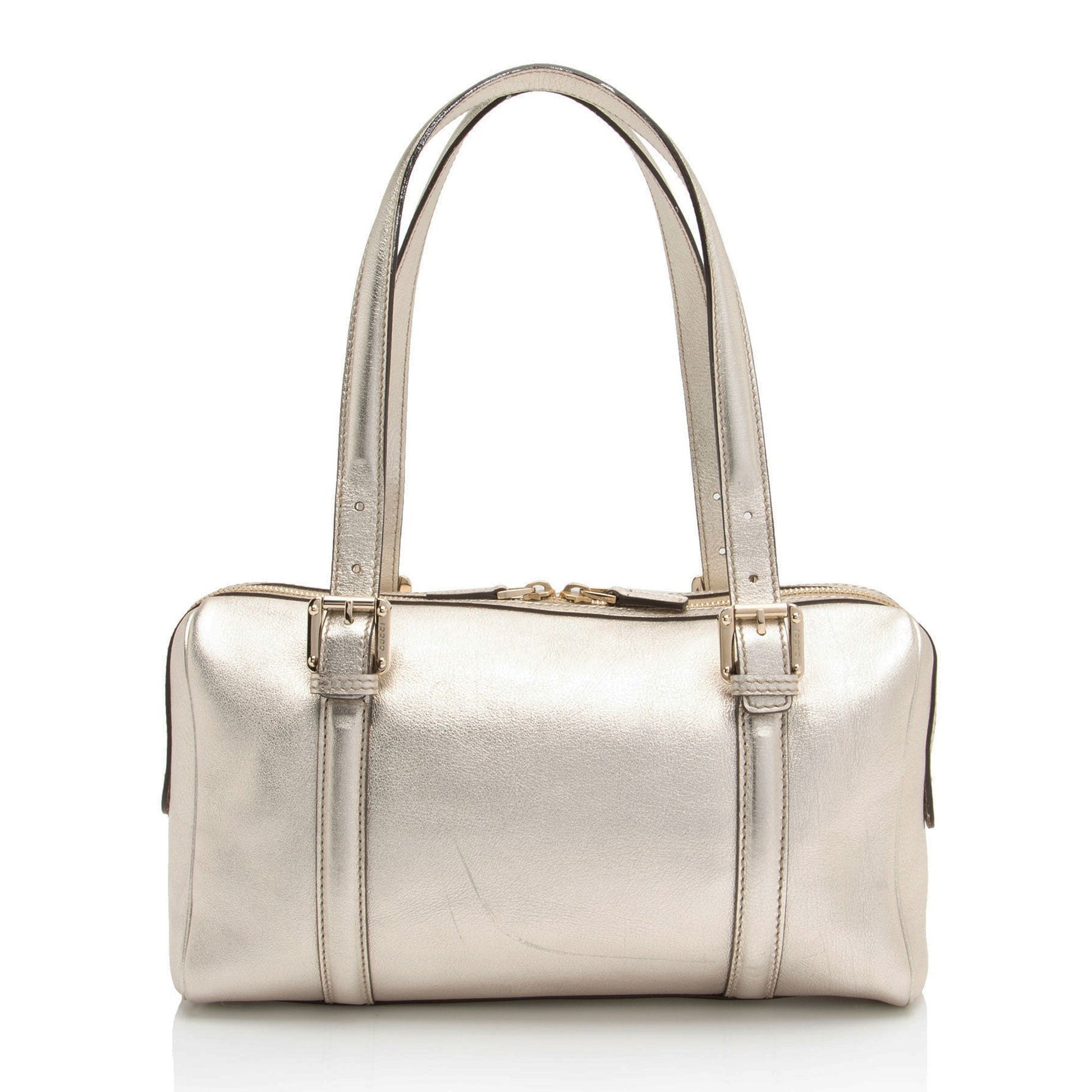 Gucci Metallic Britt Boston SHF-YWrQAR Leather Gold Small Satchel Bag