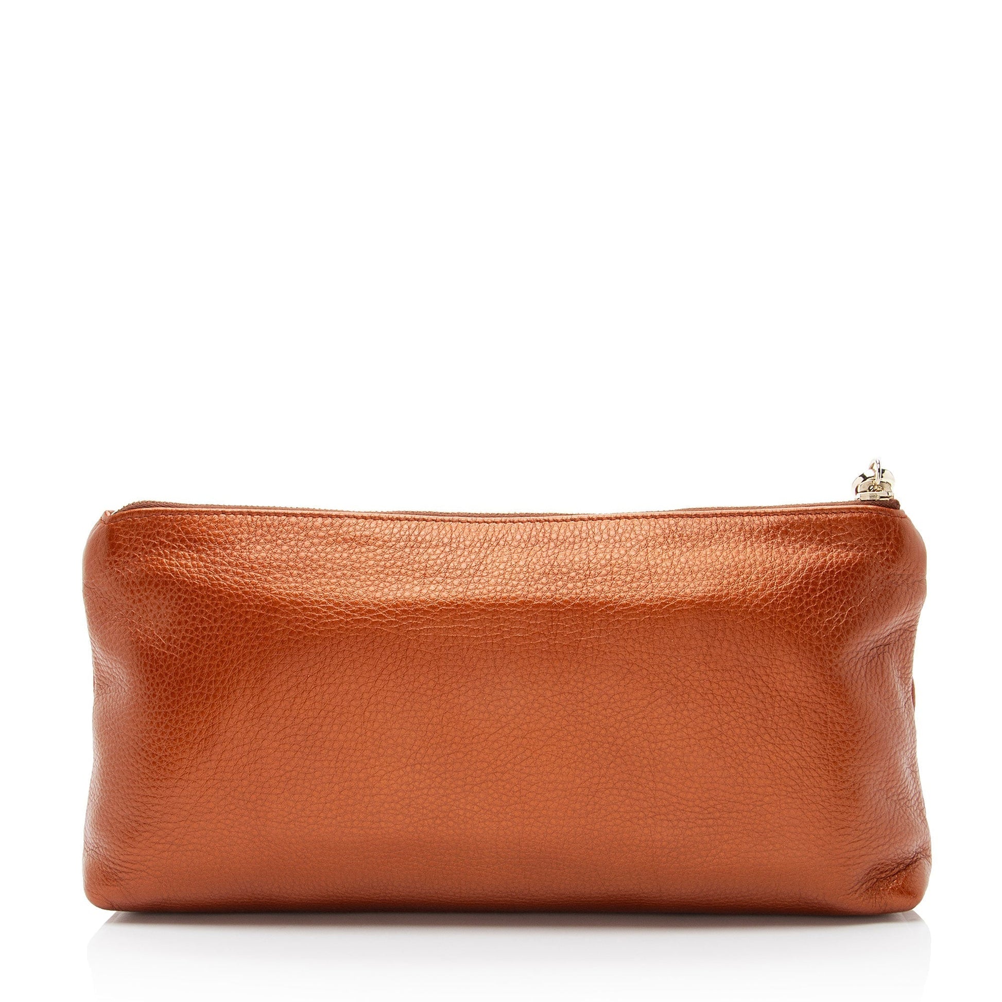 Gucci Metallic Broadway Tassel Zip Leather Orange Clutch Bag