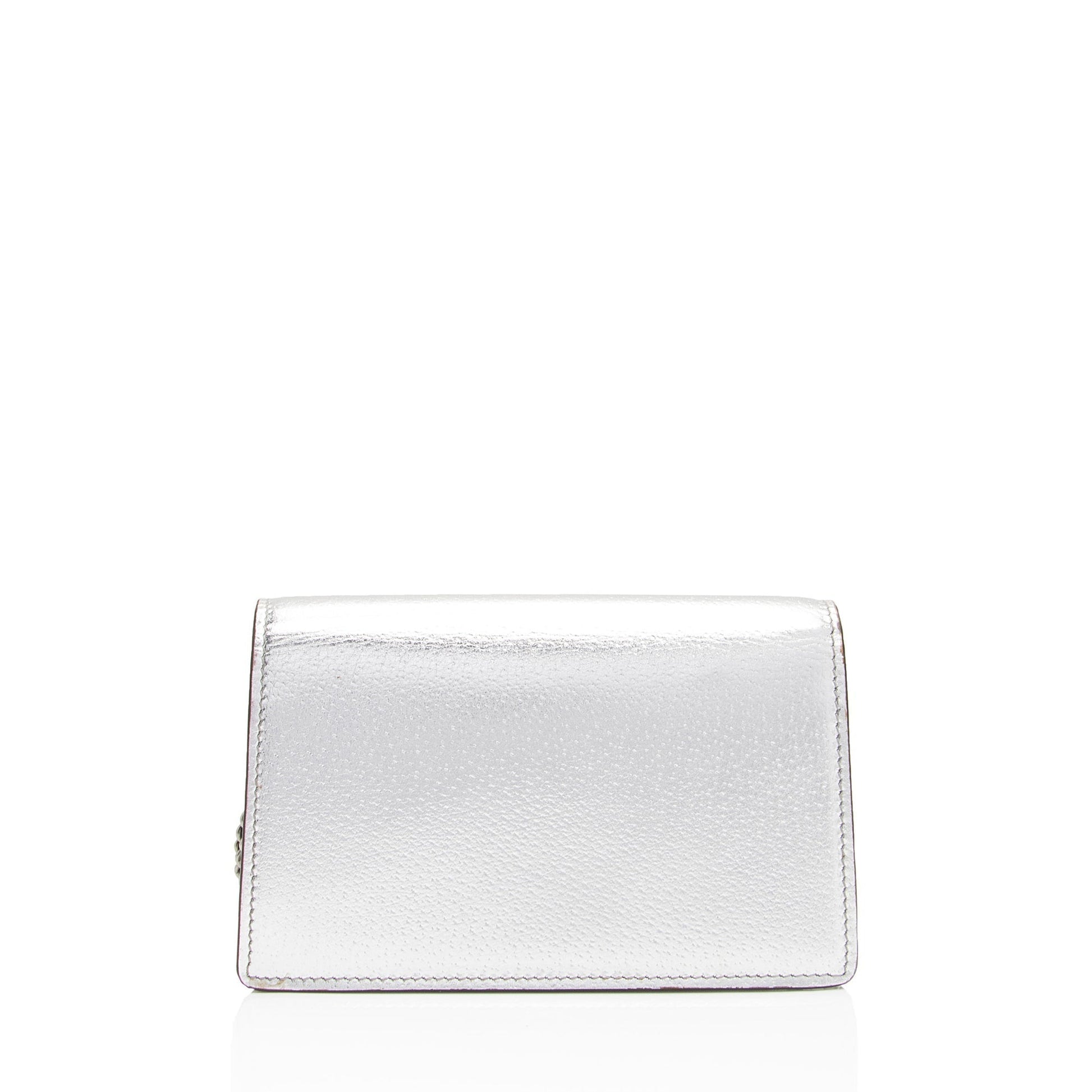 Gucci Metallic Dionysus Super SHF-PQUwUw Leather Silver Mini Crossbody Bag
