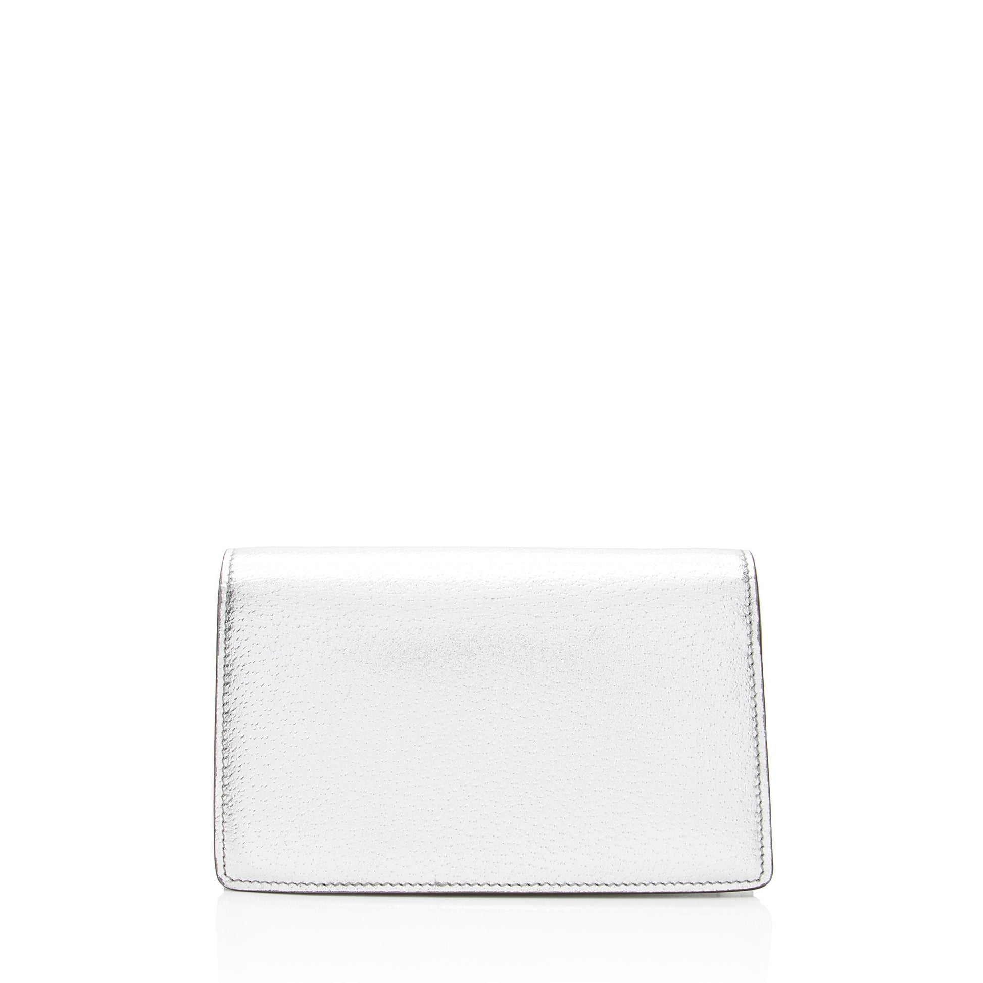 Gucci Metallic Crystal Dionysus Leather Silver Mini Crossbody Bag
