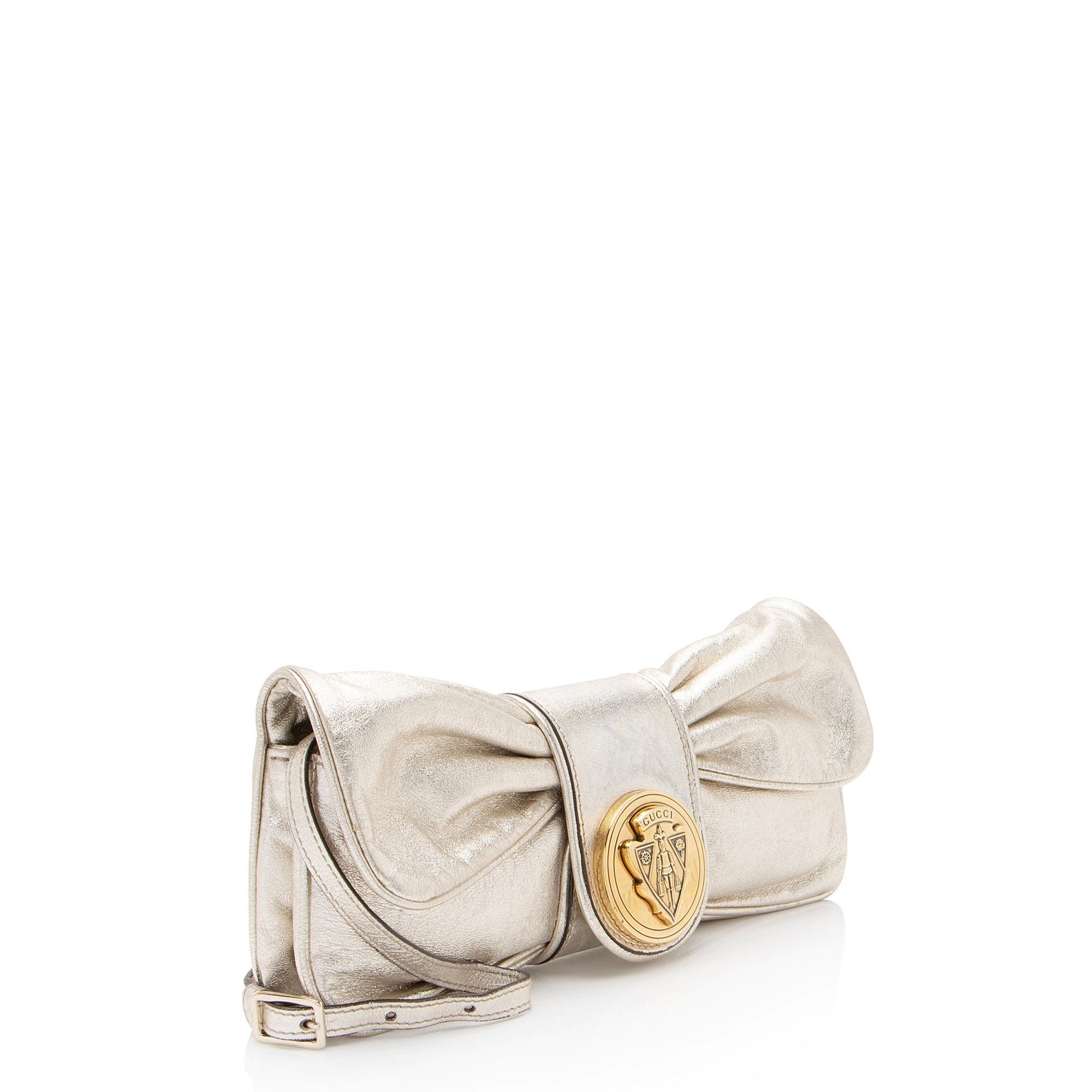 Gucci Metallic Papillon Hysteria Leather Gold Shoulder Bag