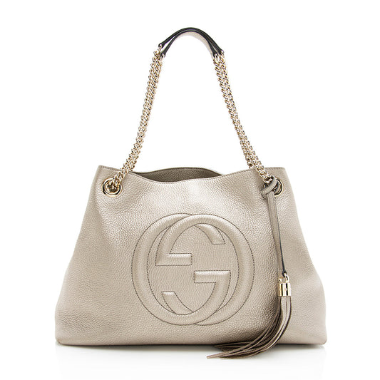 Gucci Metallic Soho SHF Leather Gold Medium Shoulder Bag