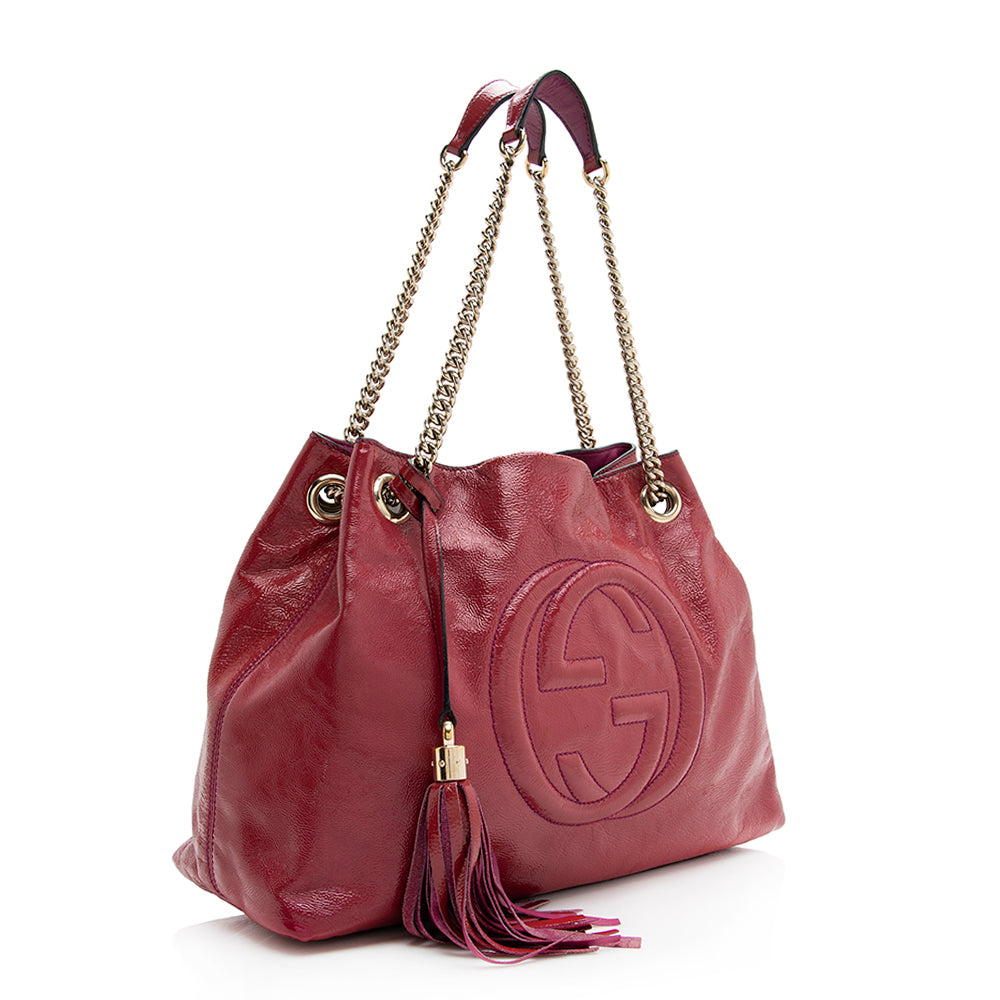 Gucci Soho SHF Leather Patent Pink Medium Shoulder Bag