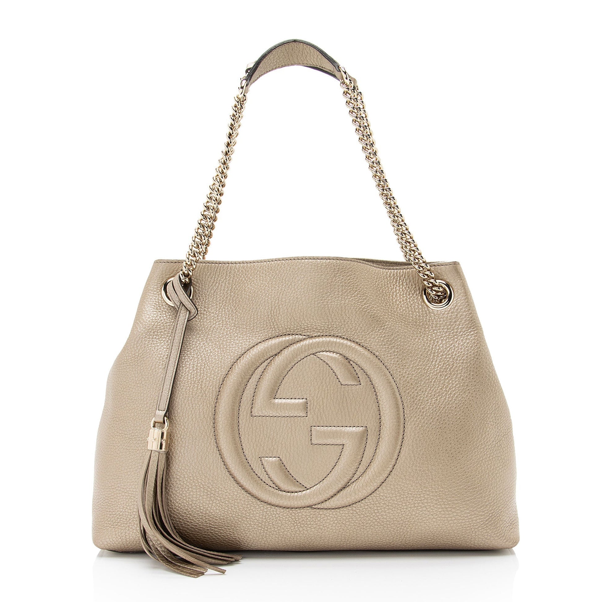 Gucci Metallic Soho SHF-WsyCup Leather Gold Medium Shoulder Bag