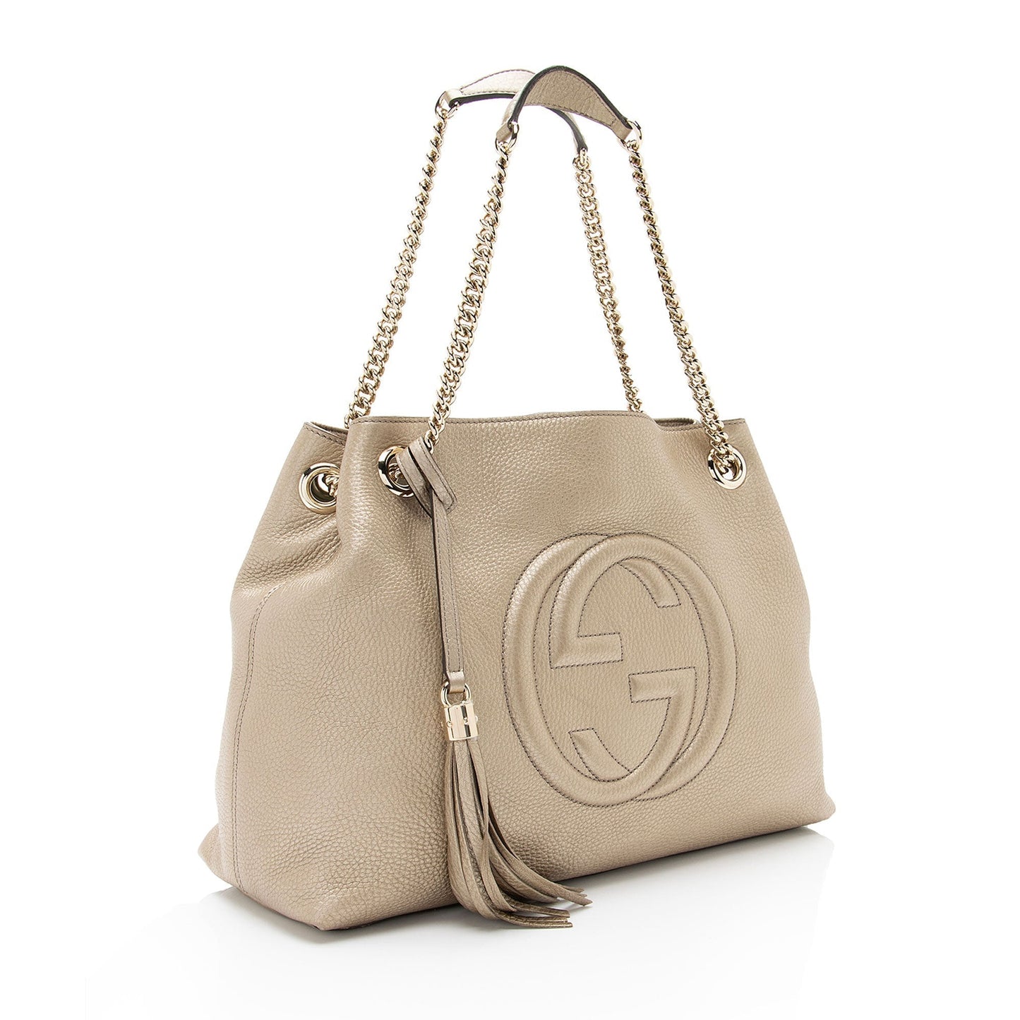 Gucci Metallic Soho SHF-WsyCup Leather Gold Medium Shoulder Bag