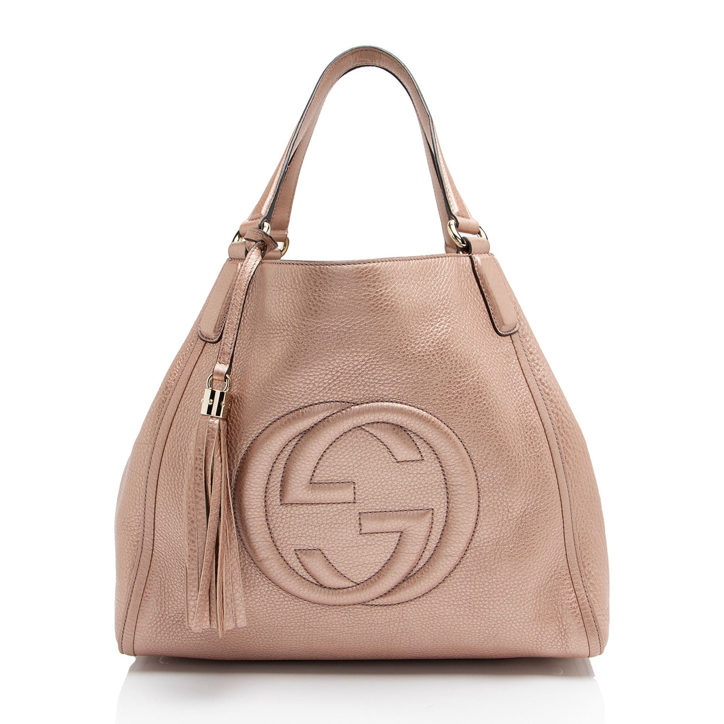 Gucci Metallic Soho Leather Pink Medium Tote Bag