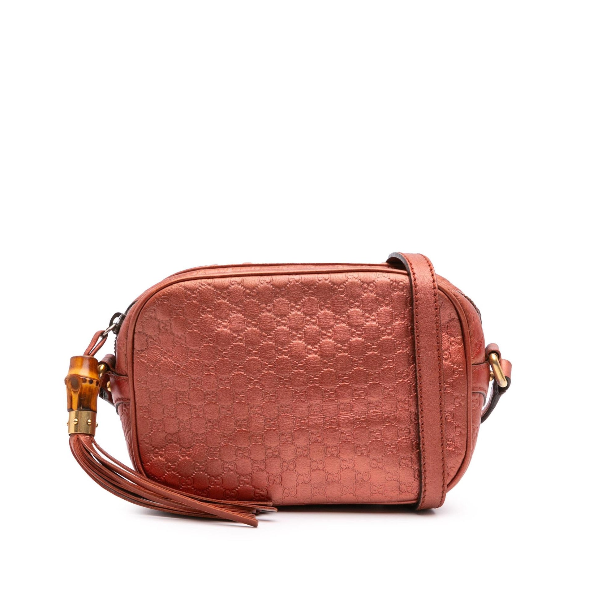 Gucci Metallic Microguccissima Sunshine Disco Camera Calf Orange Crossbody Bag