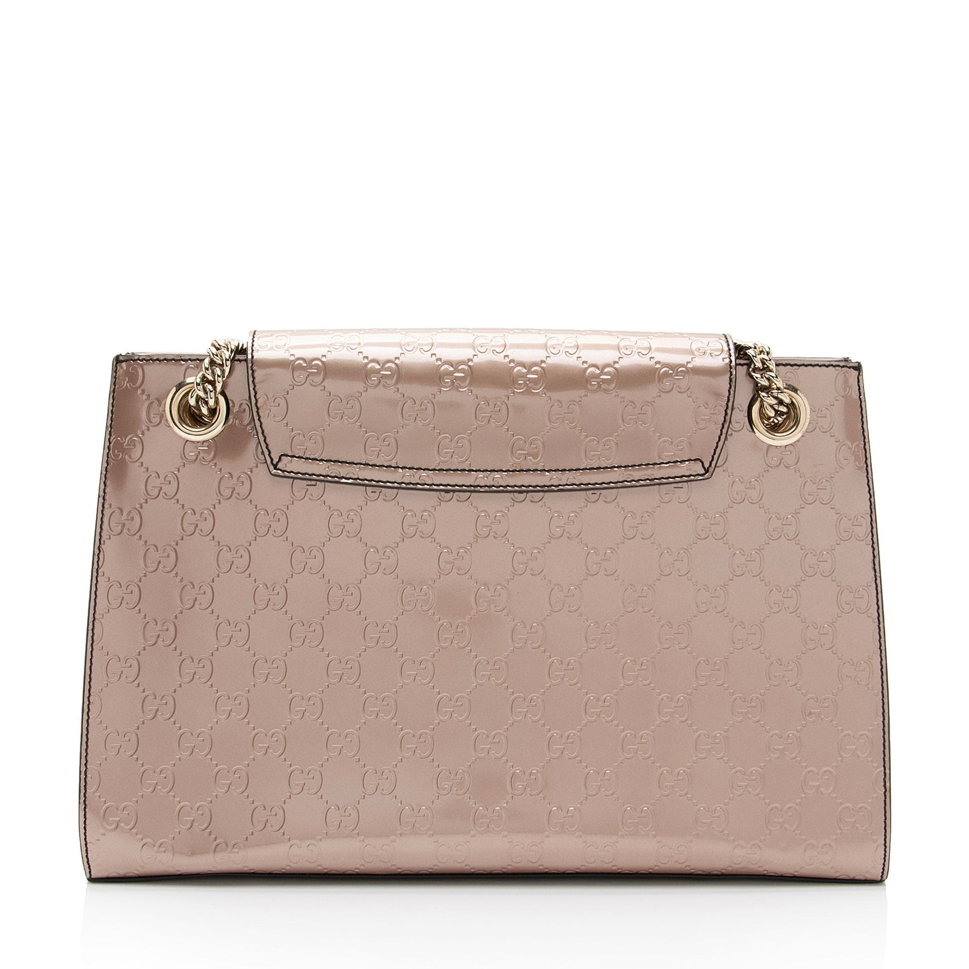 Gucci Metallic Guccissima Emily SHF-v4gshd Leather Patent Pink Large Crossbody Bag