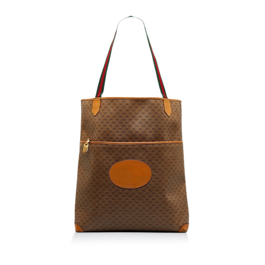 Gucci Micro GG Supreme Web SHG-wTF3Xd Canvas Calf Brown Tote Bag
