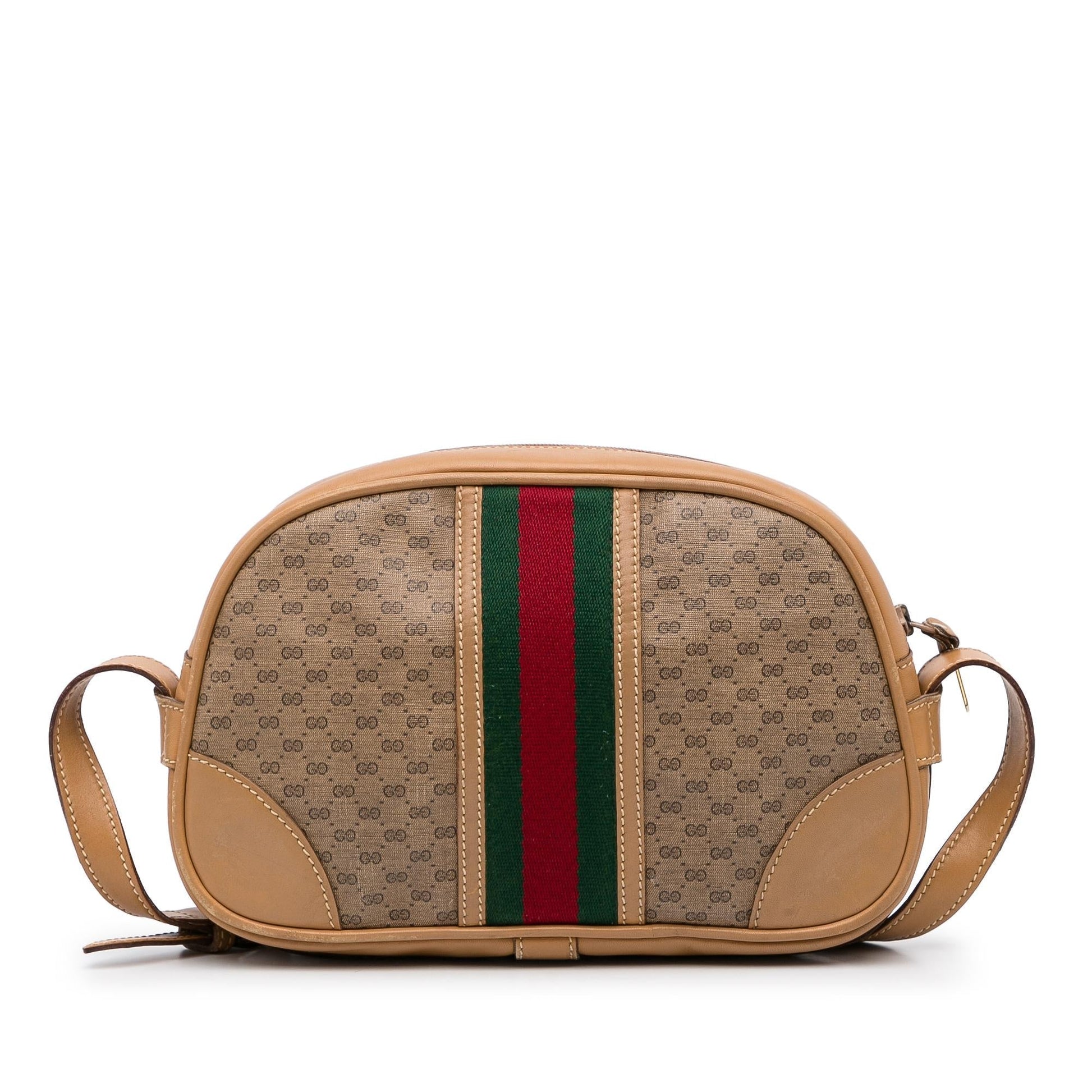 Gucci Micro GG Web SHG-o9I32p Calf Brown Crossbody Bag