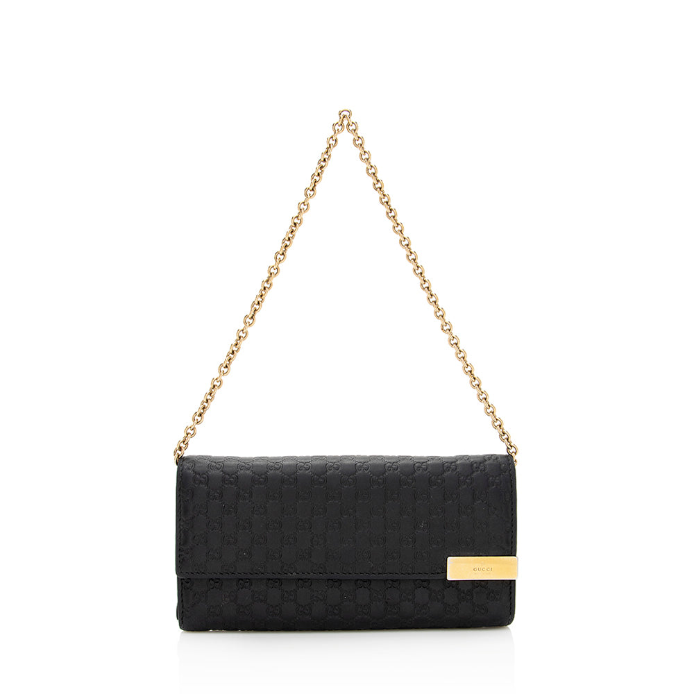 Gucci Micro Guccissima Wallet on SHF Leather Black Chain Shoulder Bag