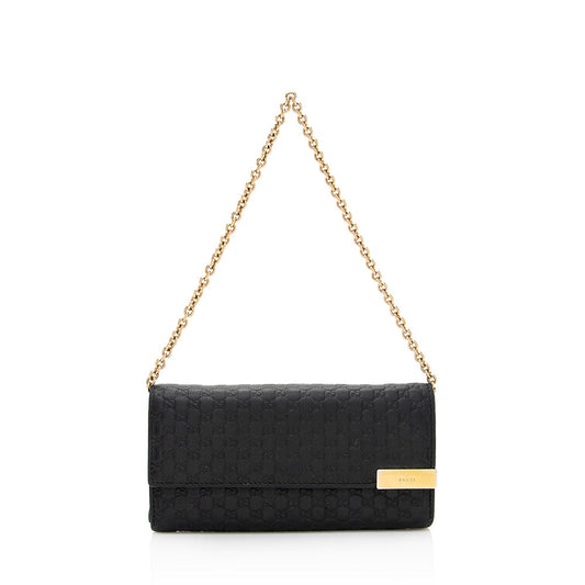Gucci Micro Guccissima Wallet on SHF Leather Black Chain Shoulder Bag