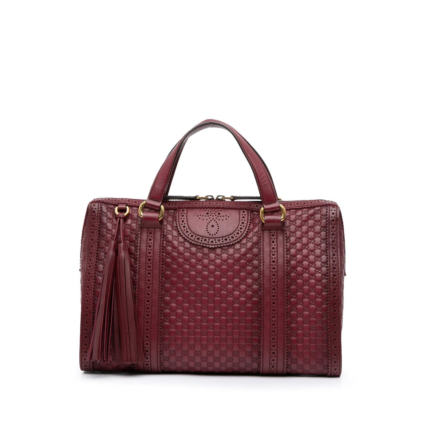Gucci Microguccissima Brogue Duilio Boston Calf Red Satchel Bag