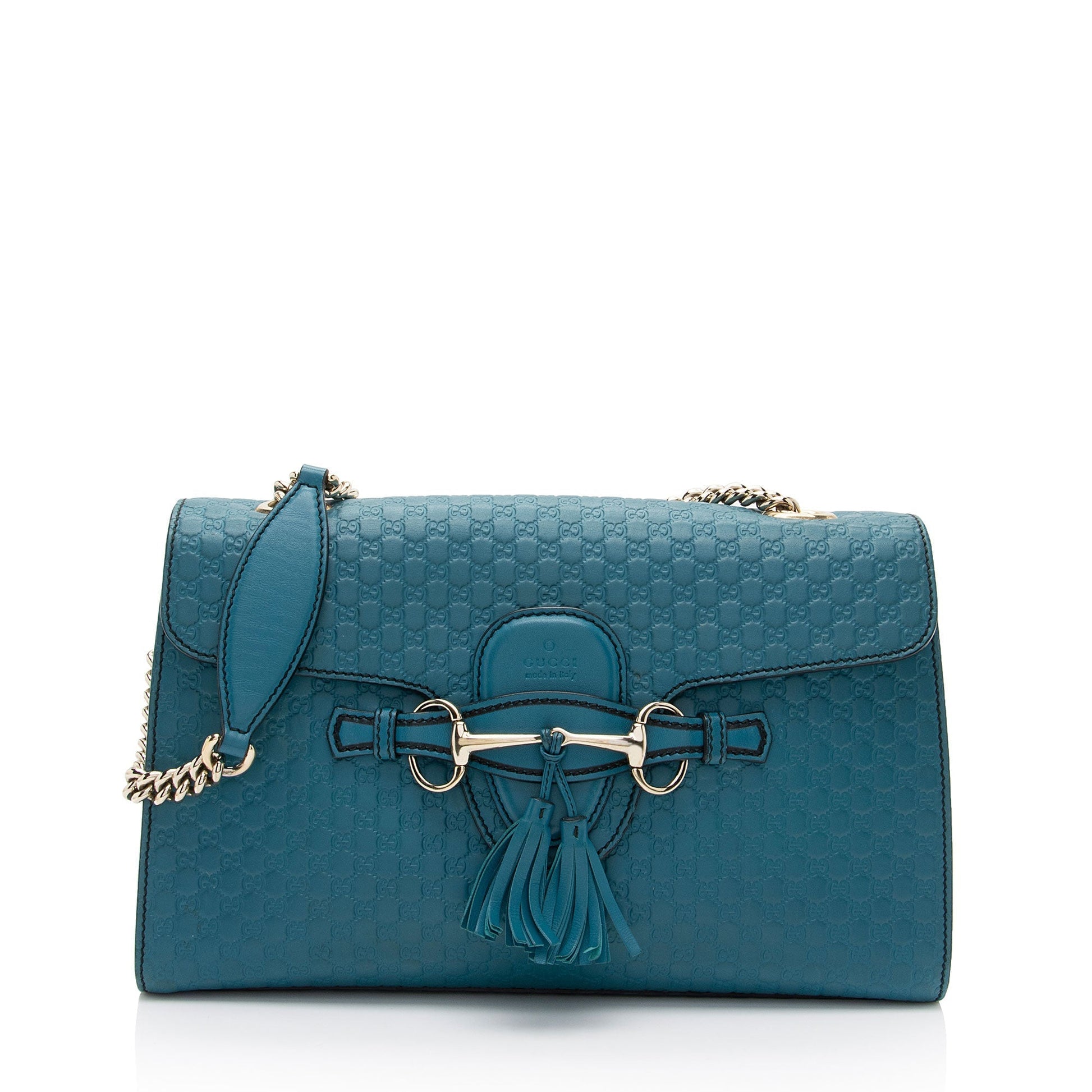 Gucci Microguccissima Emily Leather Blue Medium Shoulder Bag