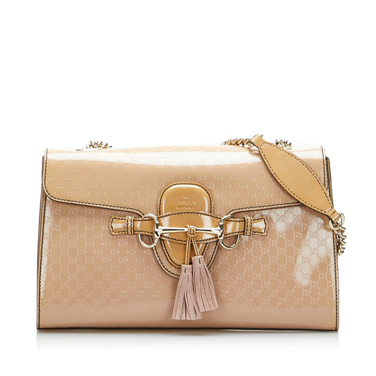 Gucci Microguccissima Emily SHG-rTgnTG Leather Patent Brown Shoulder Bag