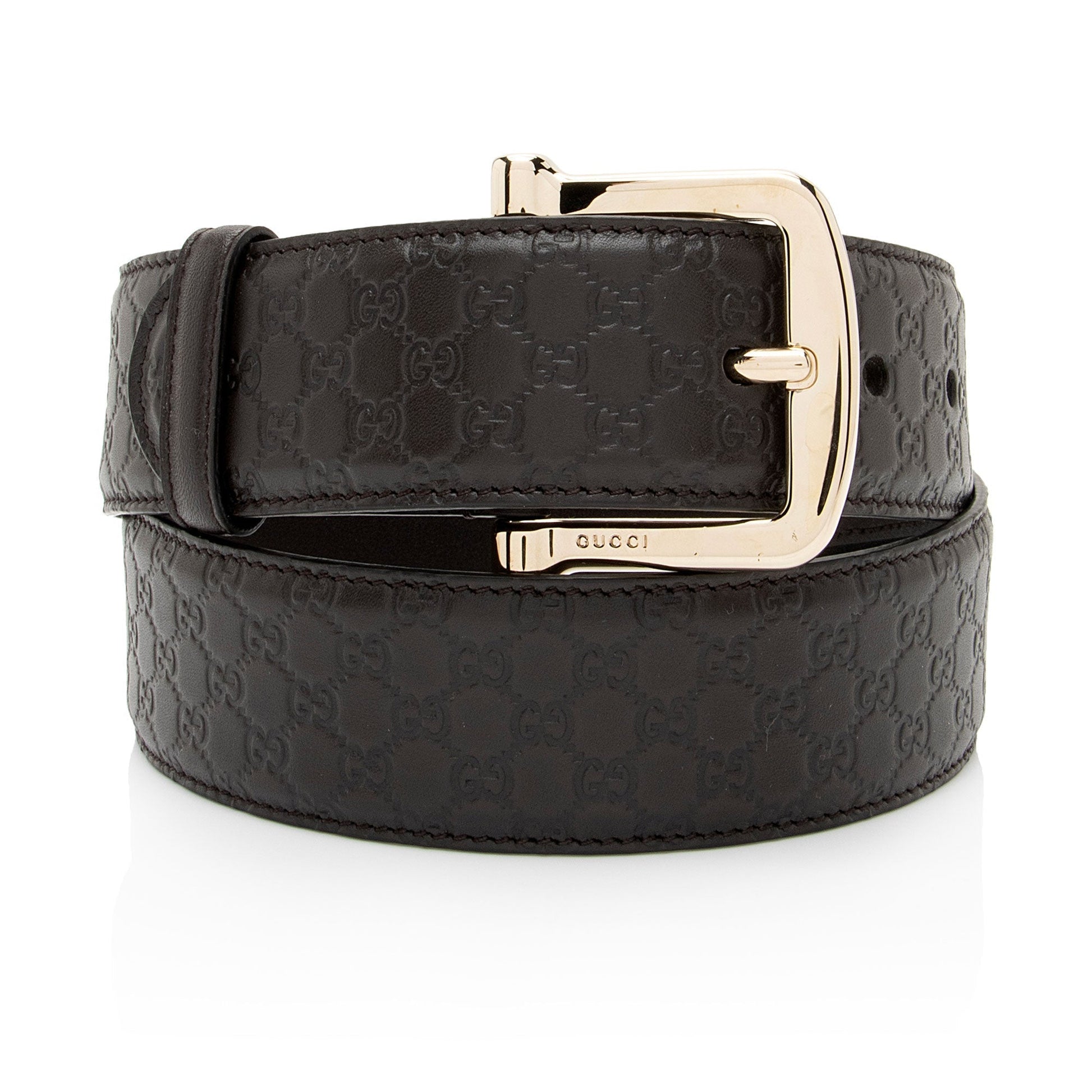 Gucci Microguccissima Belt - Size 32 Leather Brown Accessory