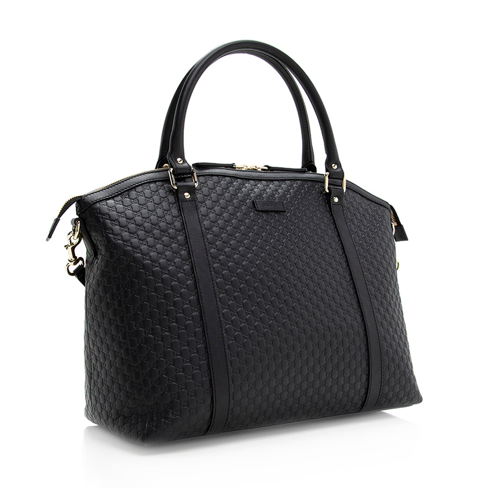 Gucci Microguccissima Dome SHF Leather Black Large Satchel Bag