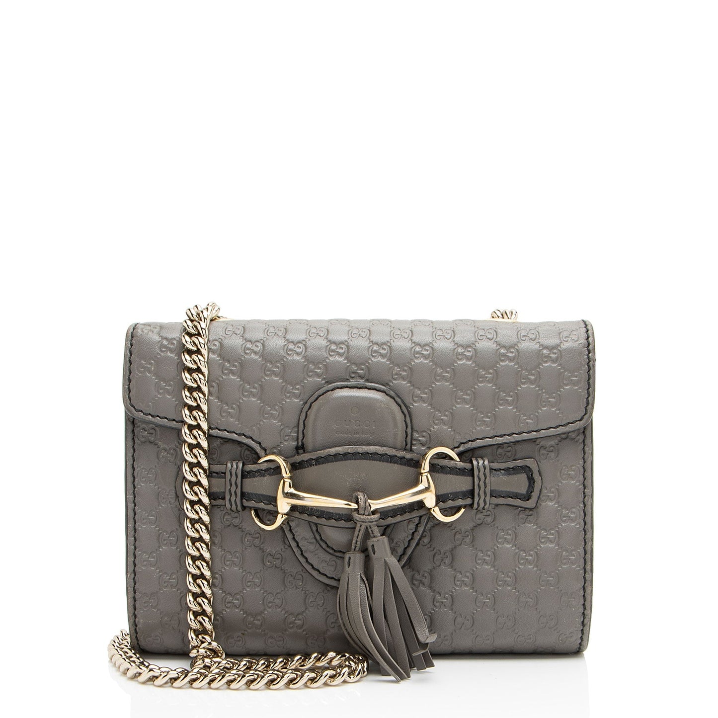Gucci Microguccissima Emily Leather Grey Mini Crossbody Bag