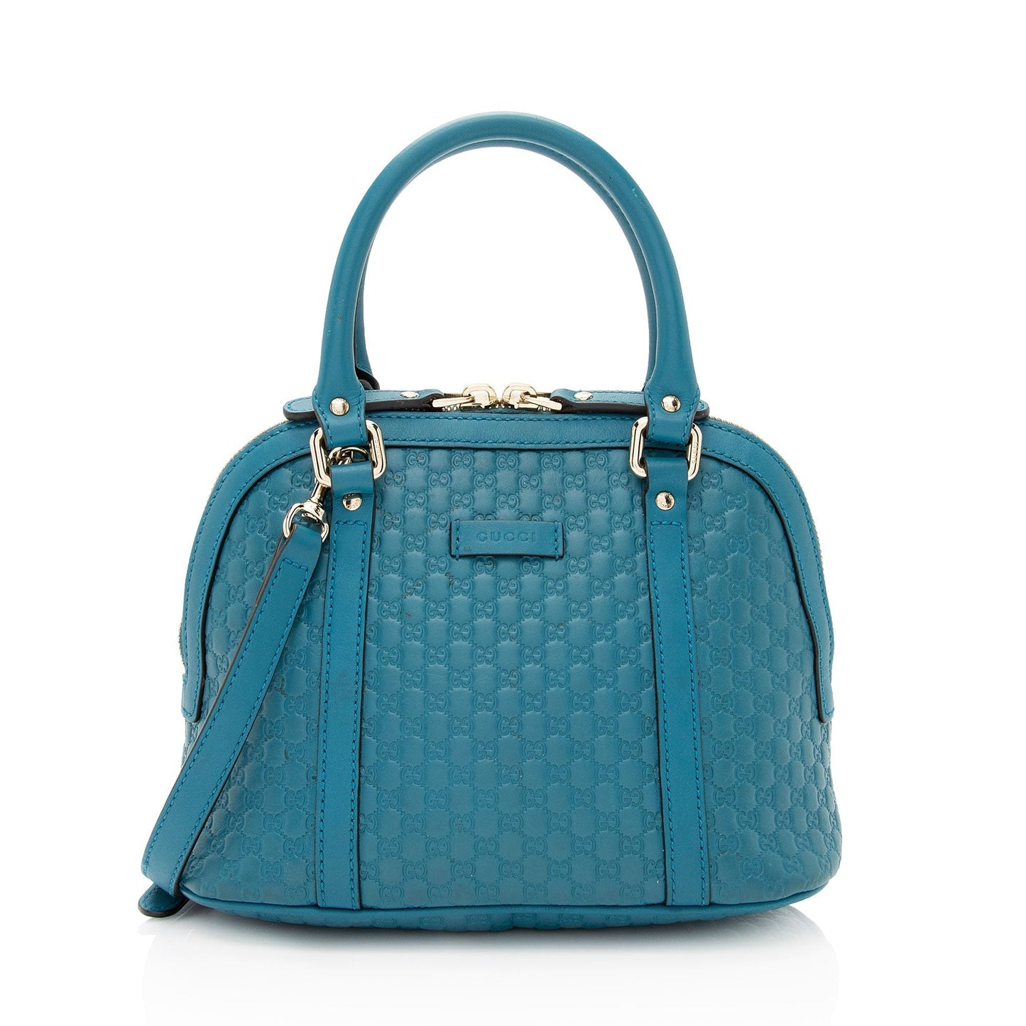 Gucci Microguccissima Dome Leather Blue Small Satchel Bag