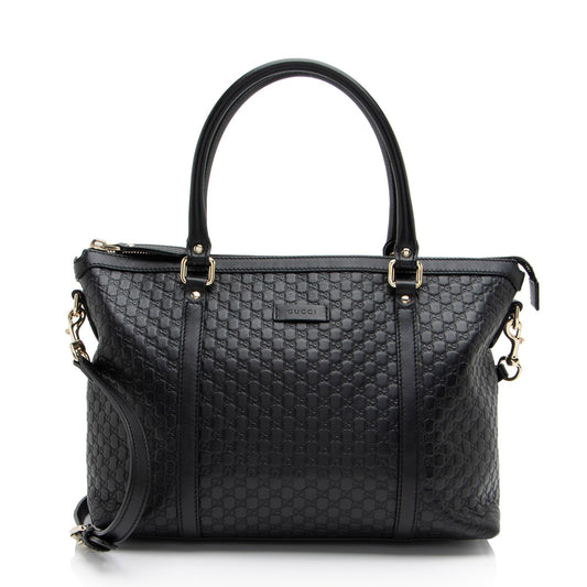 Gucci Microguccissima Joy Zip SHF-EjECwm Leather Black Small Tote Bag