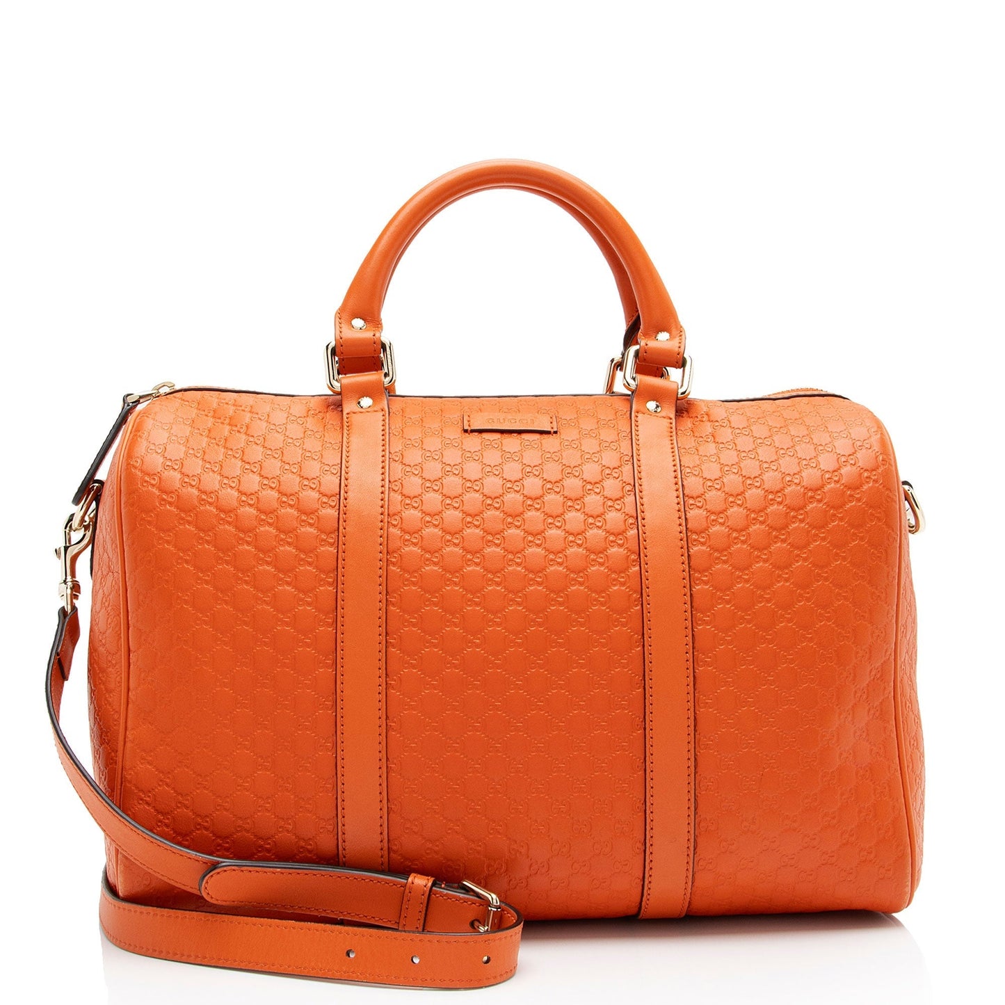 Gucci Microguccissima Boston SHF-GMQyjn Leather Orange Medium Satchel Bag
