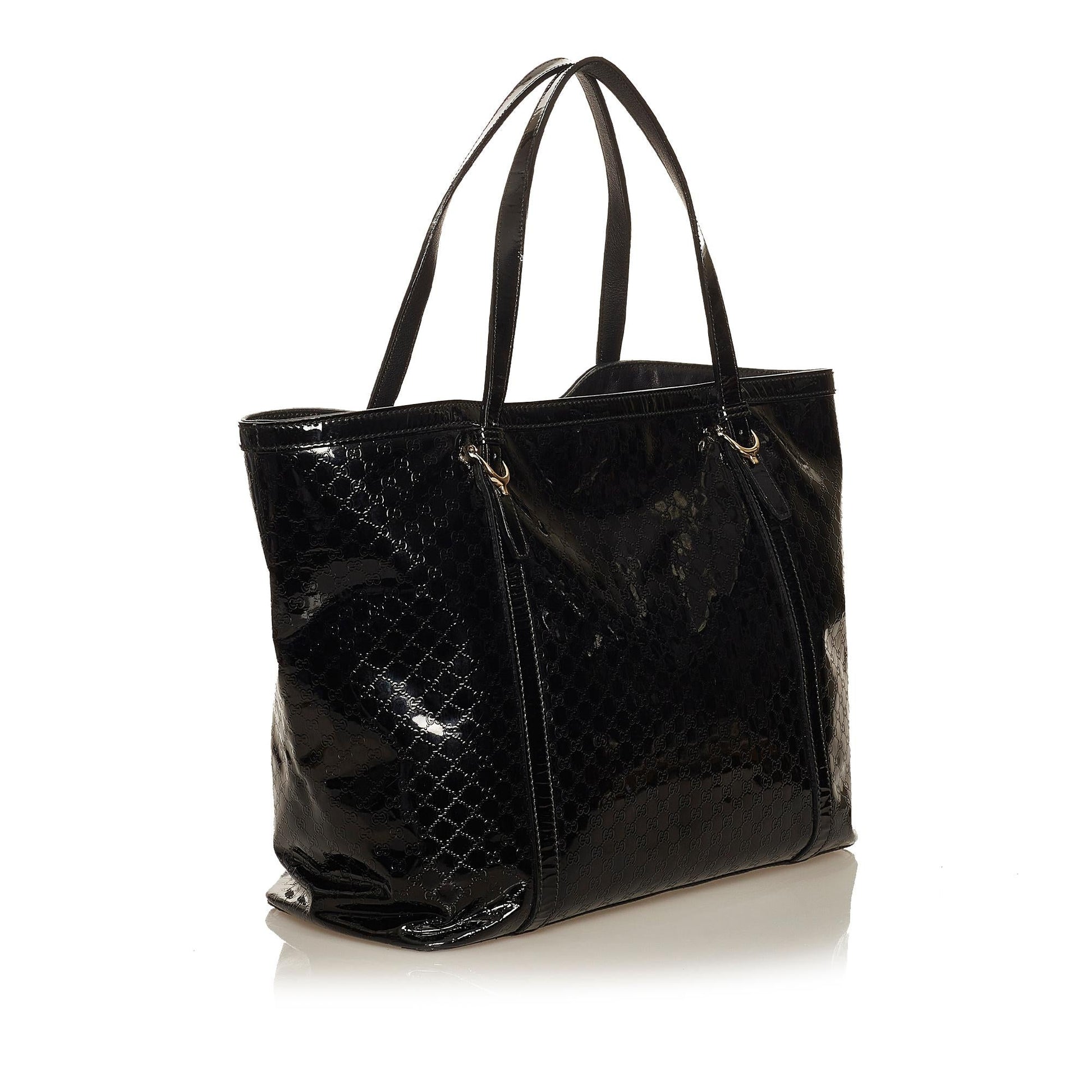 Gucci Microguccissima Nice SHG Leather Patent Black Tote Bag Bag Shg