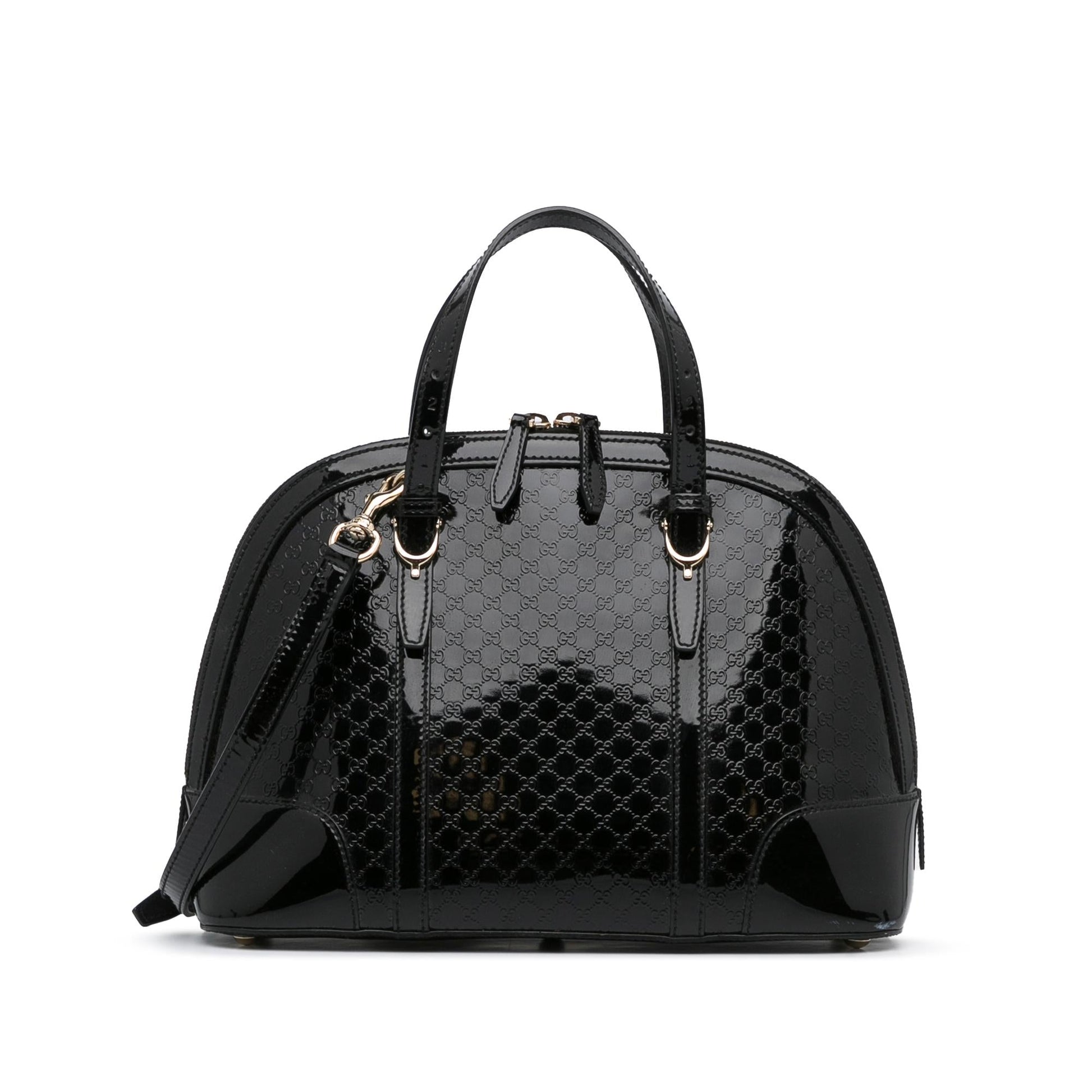 Gucci Microguccissima Nice SHG-DGOxQR Leather Patent Black Satchel Bag