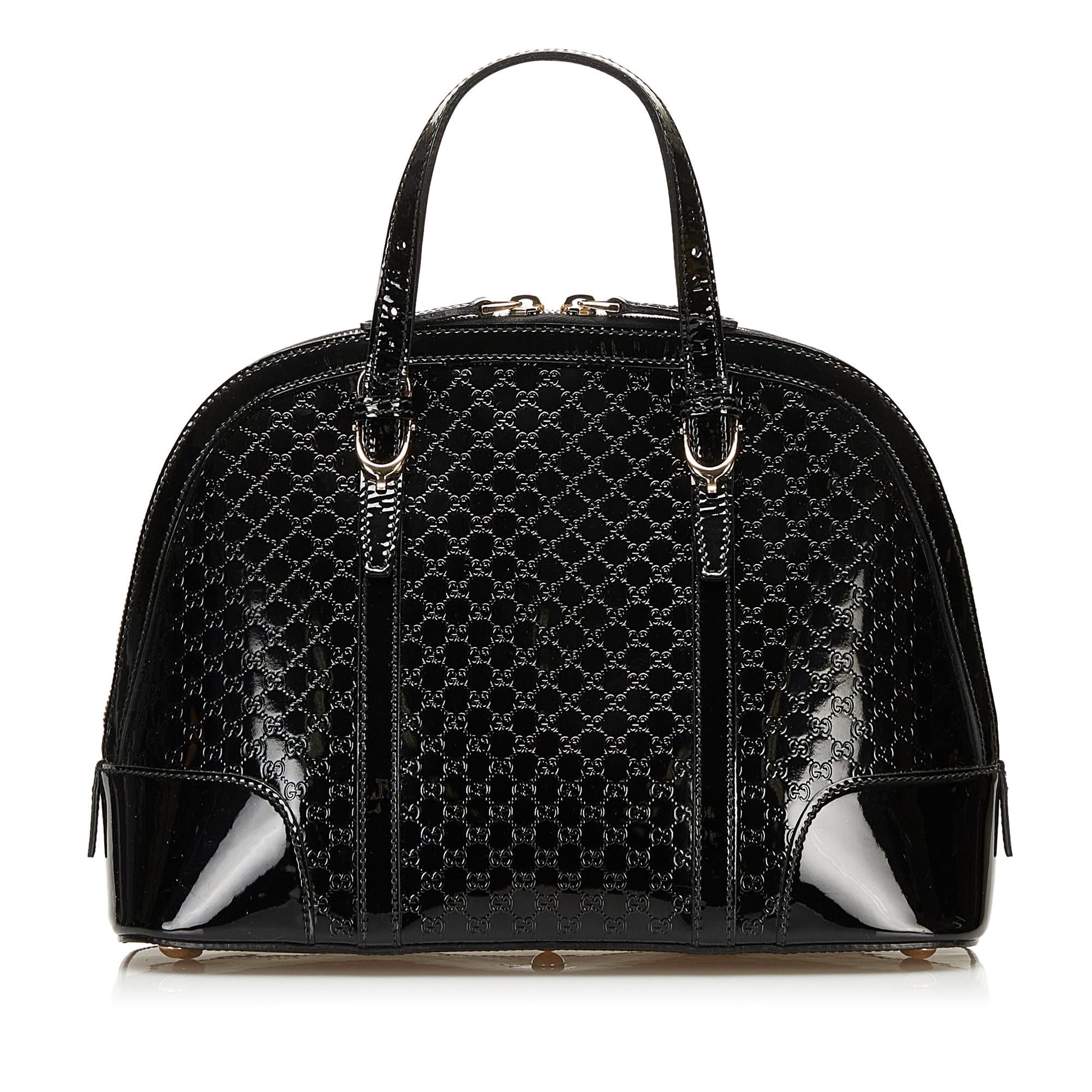 Gucci Microguccissima Nice SHG Leather Patent Black Satchel Bag