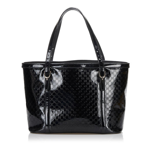Gucci Microguccissima Nice SHG Leather Patent Black Tote Bag