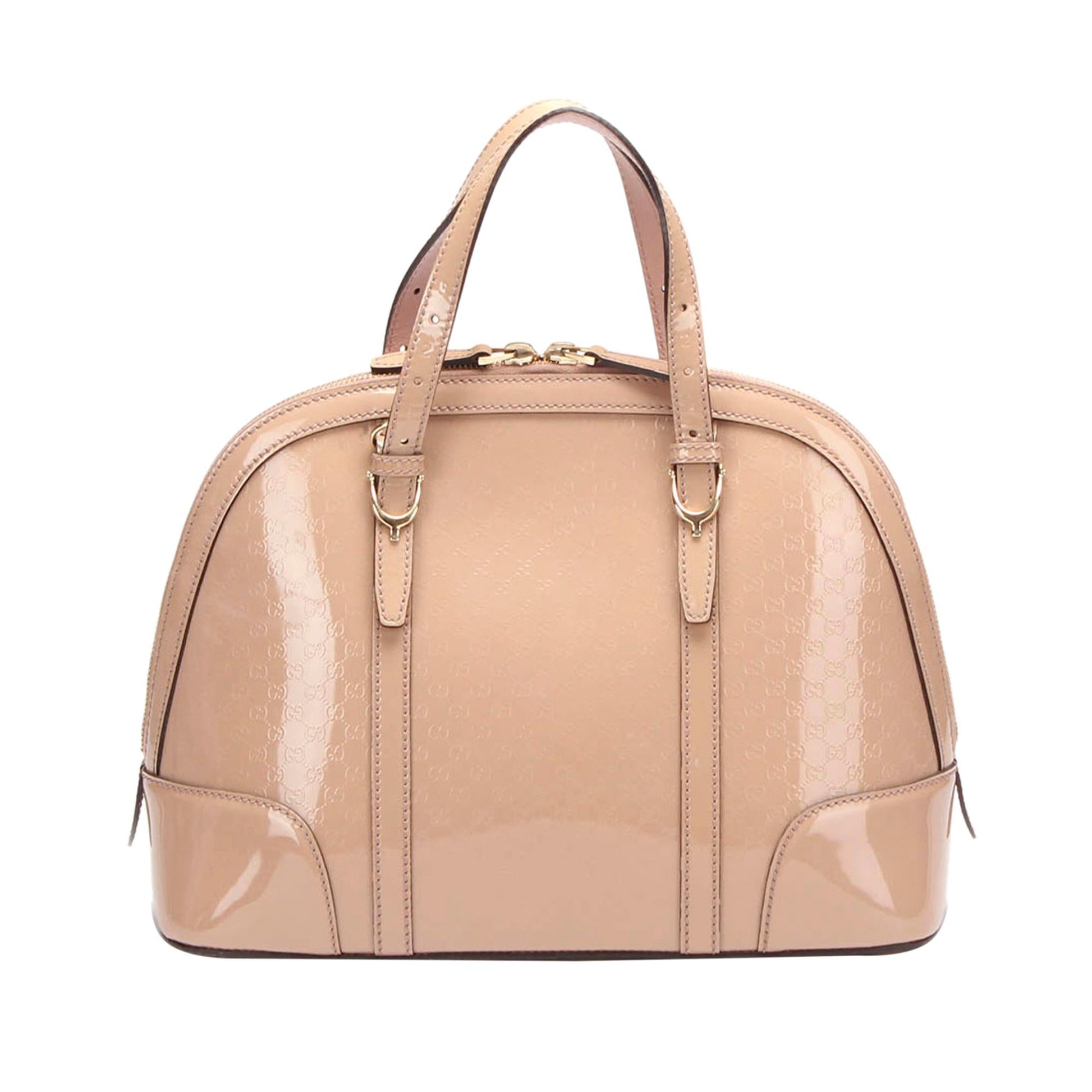 Gucci Microguccissima Nice SHG-csUmns Leather Patent Brown Satchel Bag