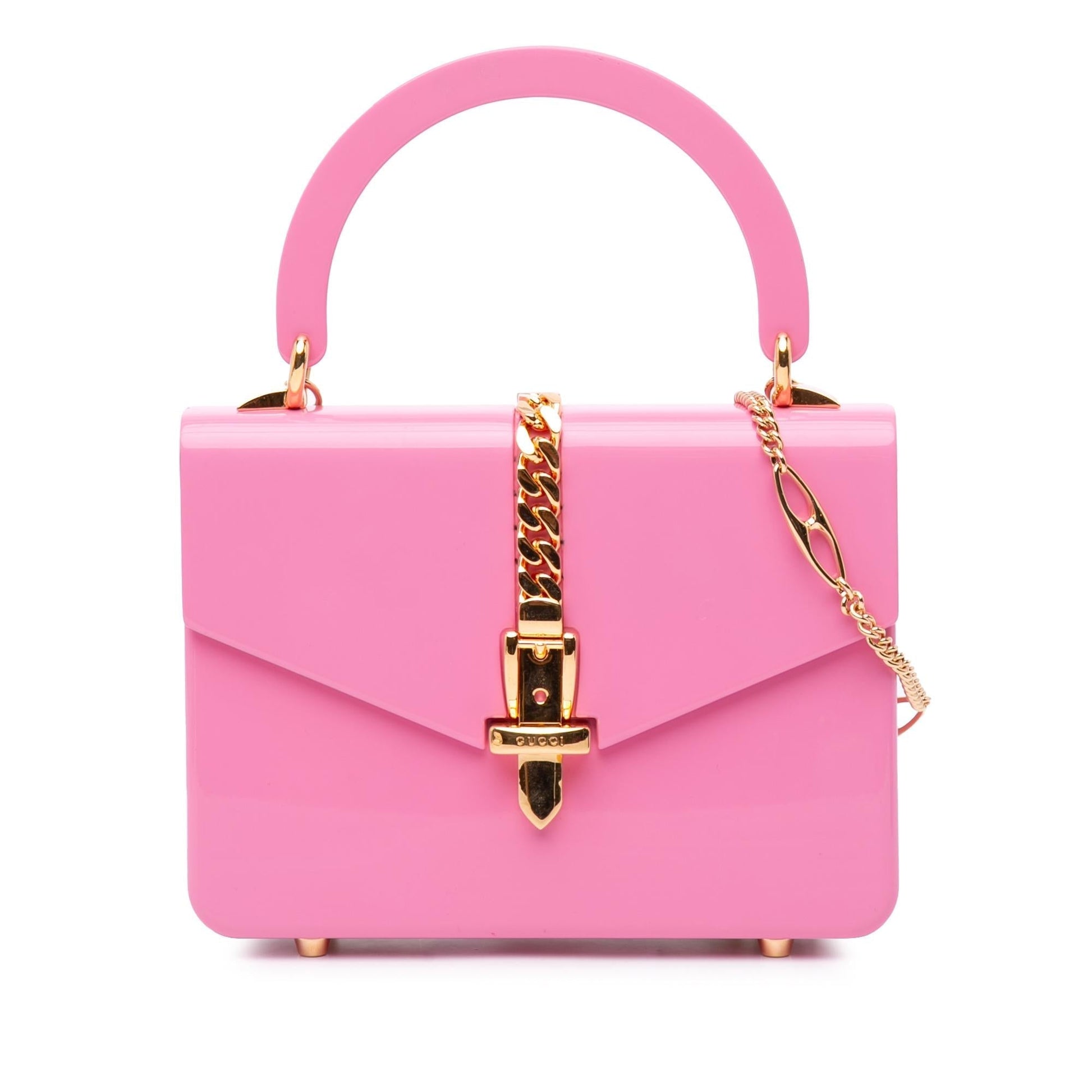 Gucci Acrylic Sylvie Pink Mini Top Handle Satchel Bag