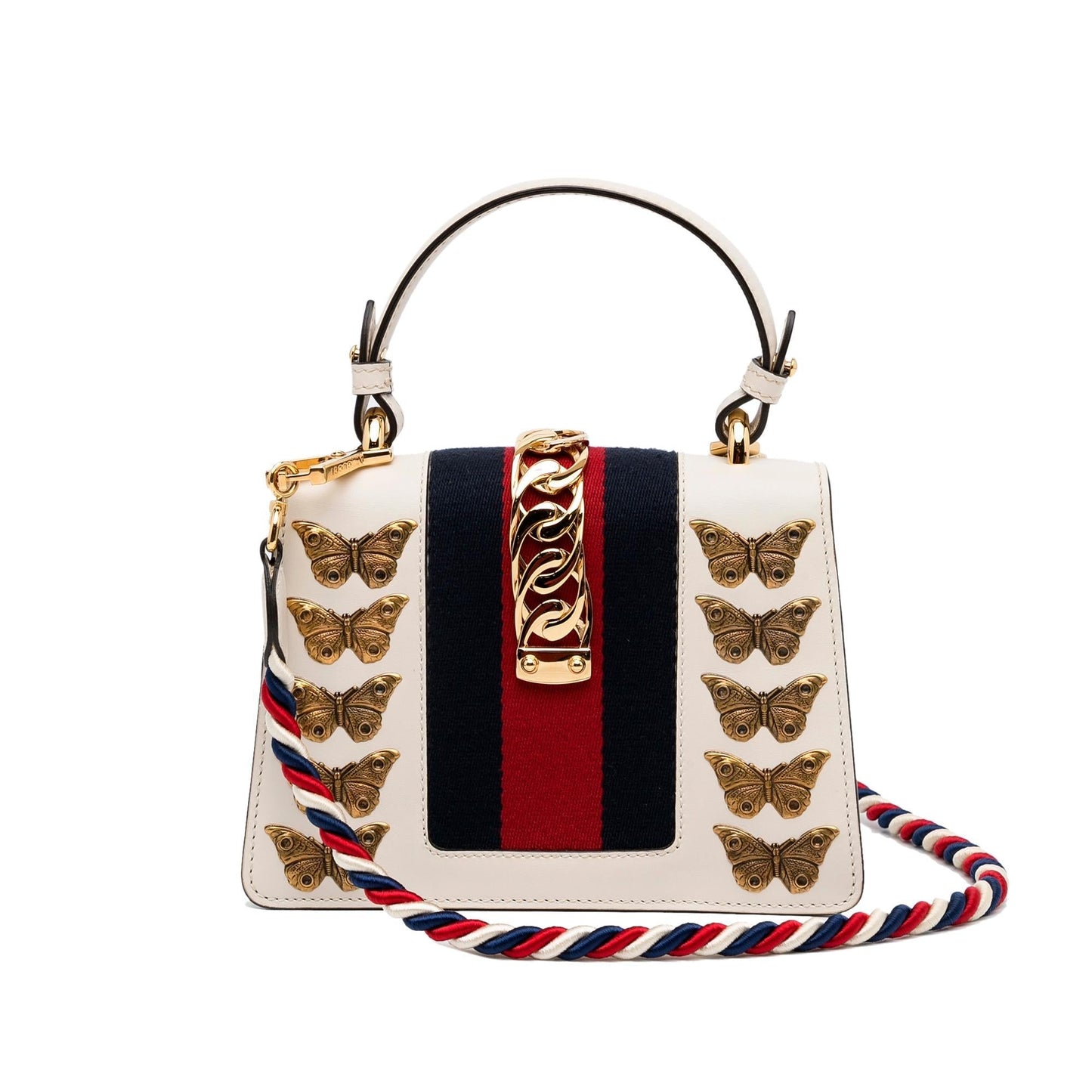 Gucci Animalier Sylvie SHG-28y1gS Calf White Mini Satchel Bag
