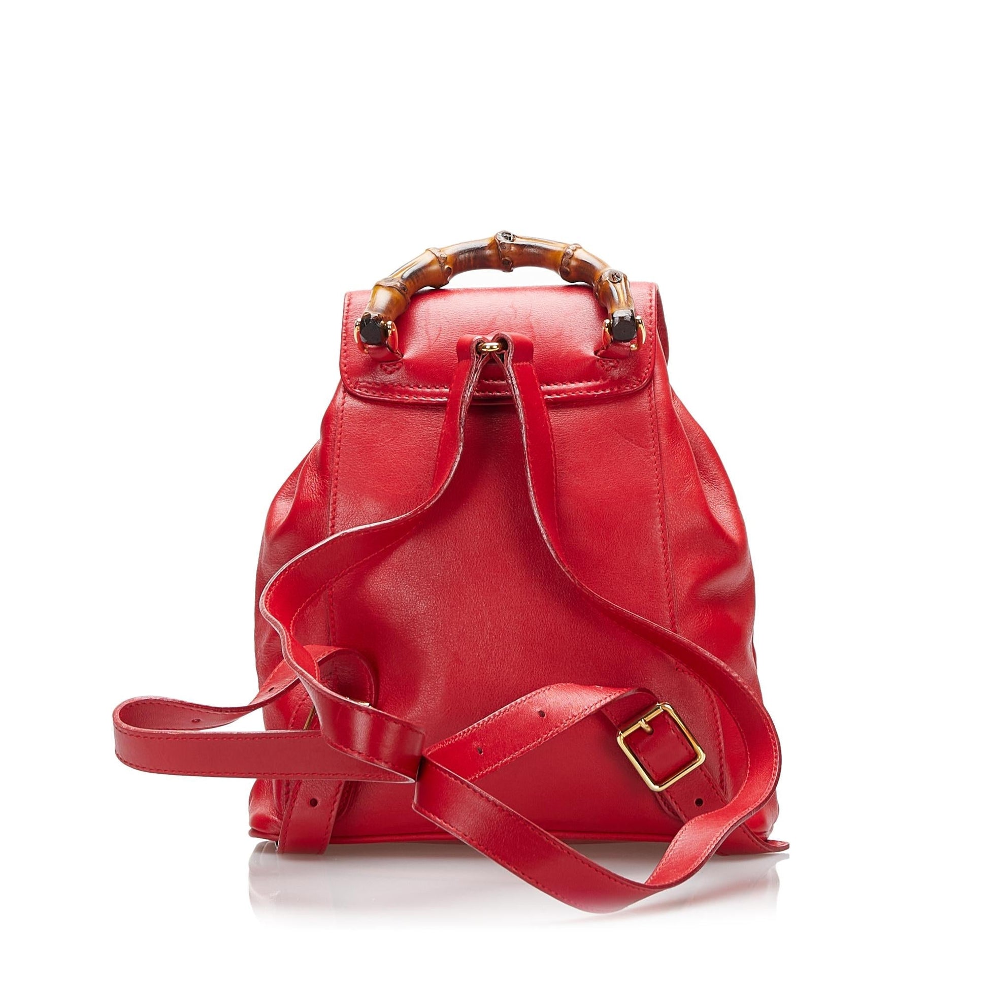 Gucci Bamboo Backpack SHG Calf Red Mini