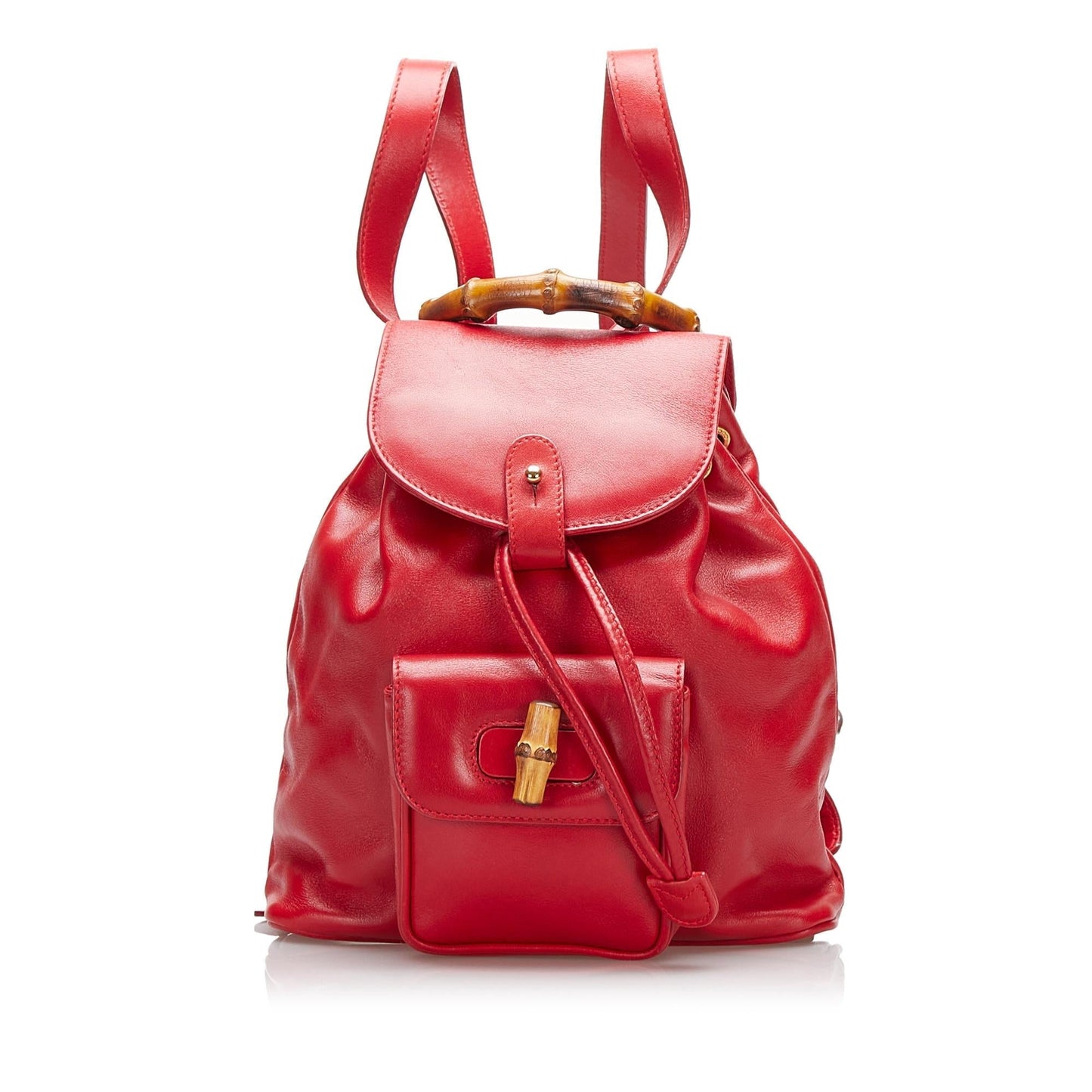Gucci Bamboo Backpack SHG Calf Red Mini