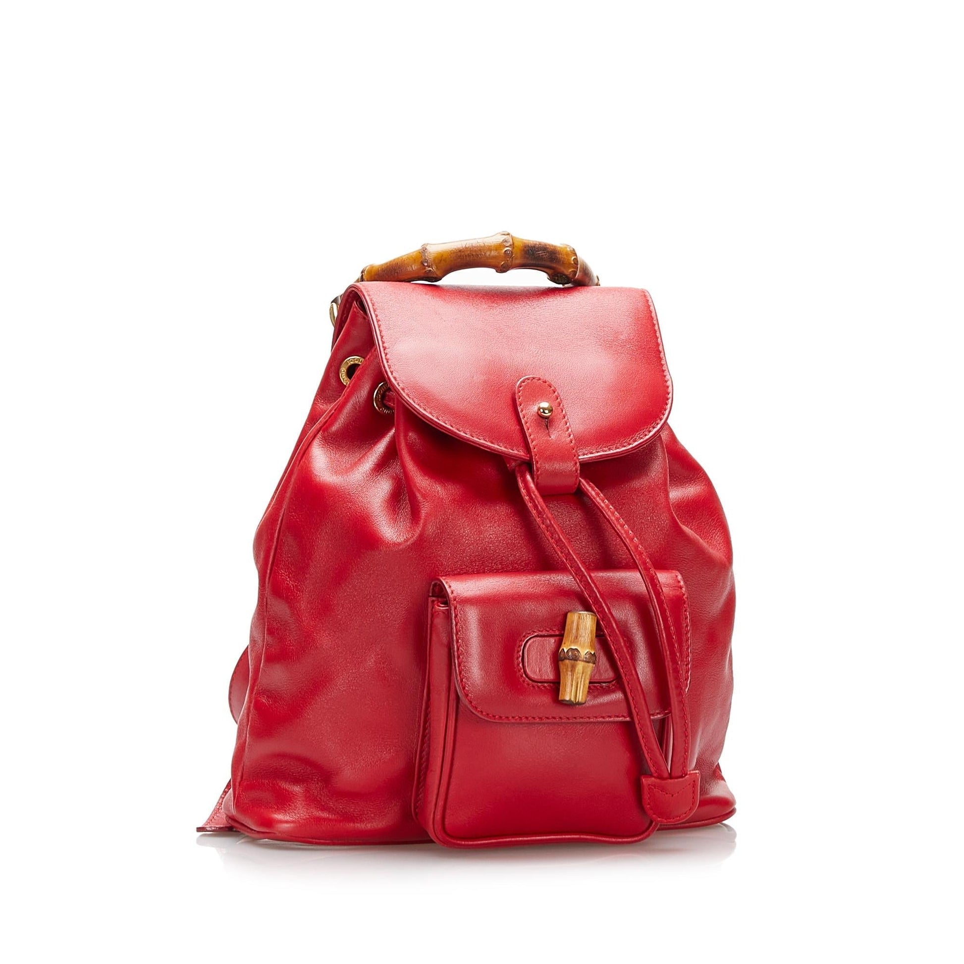 Gucci Bamboo Backpack SHG Calf Red Mini