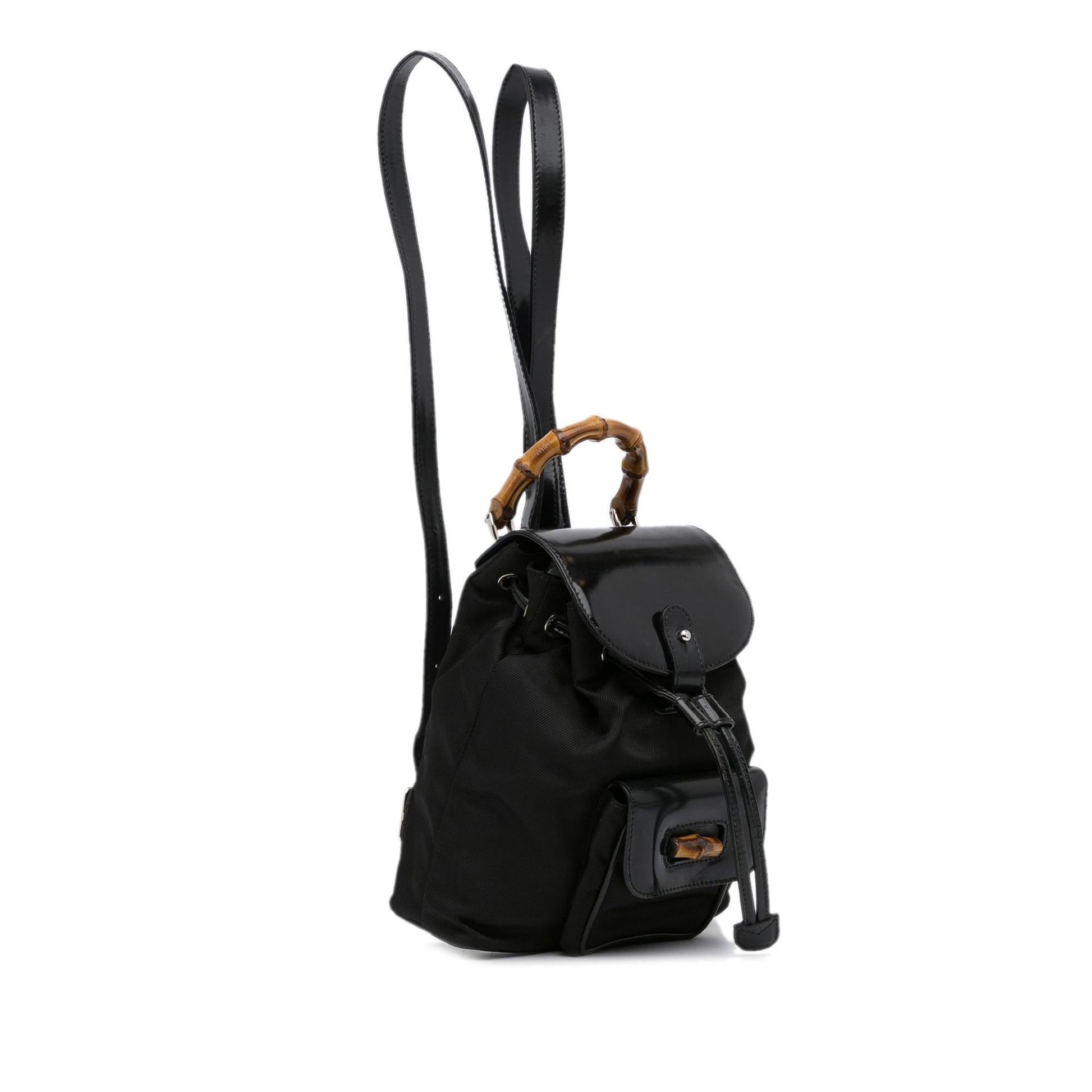 Gucci Bamboo Backpack SHG-cMpThL Nylon Black Mini
