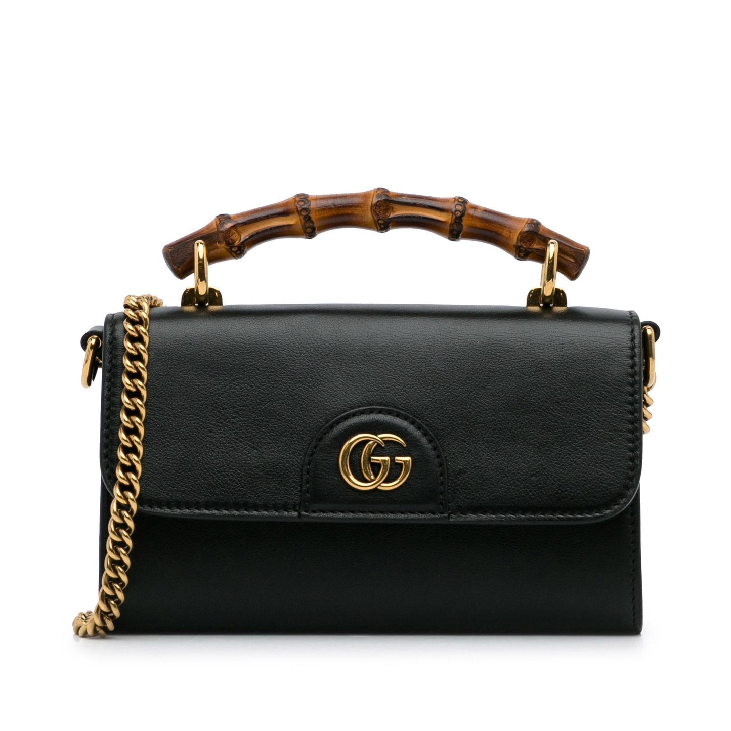 Gucci Bamboo Diana SHG-JloGSi Calf Black Mini Satchel Bag