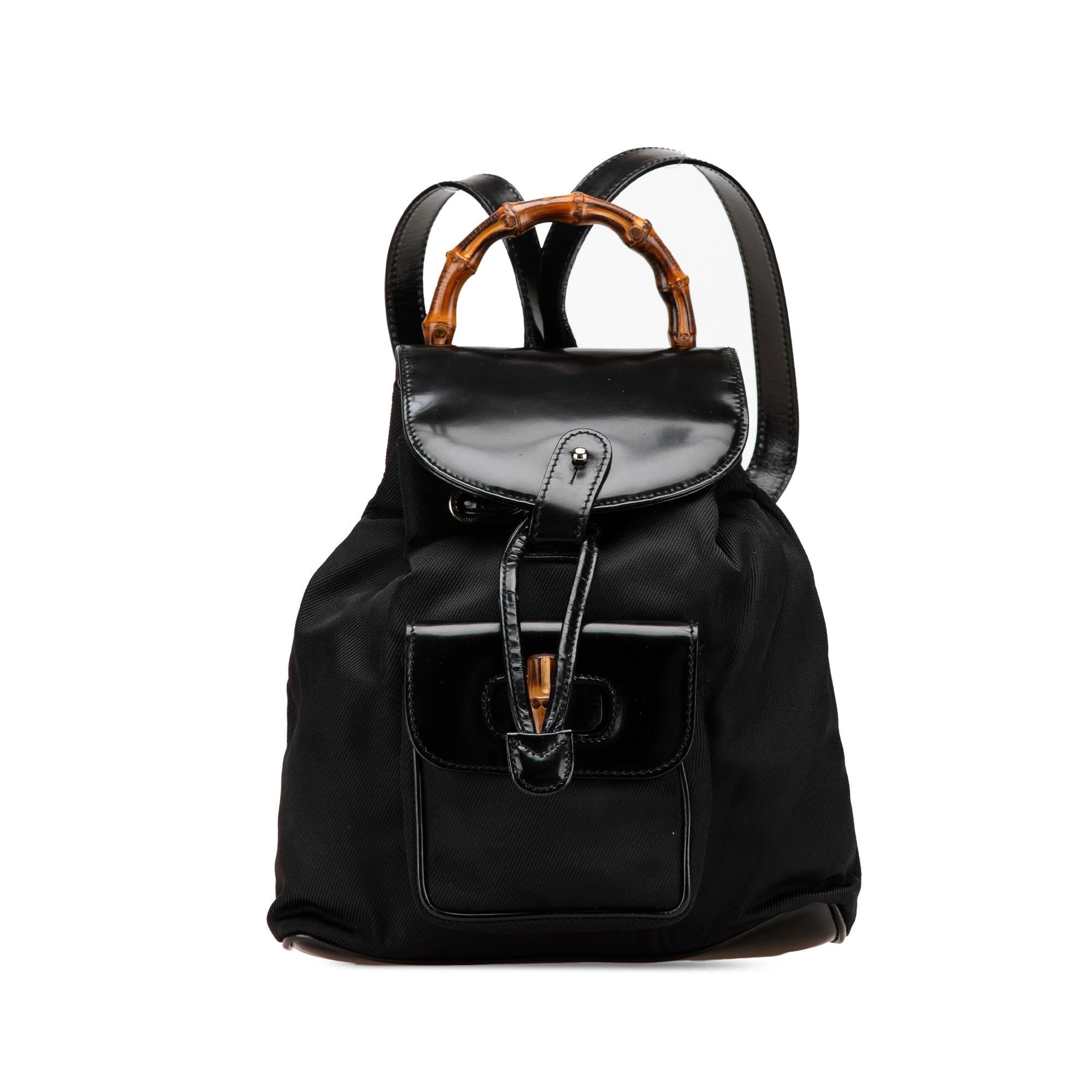 Gucci Bamboo Backpack Nylon Calf Black Mini