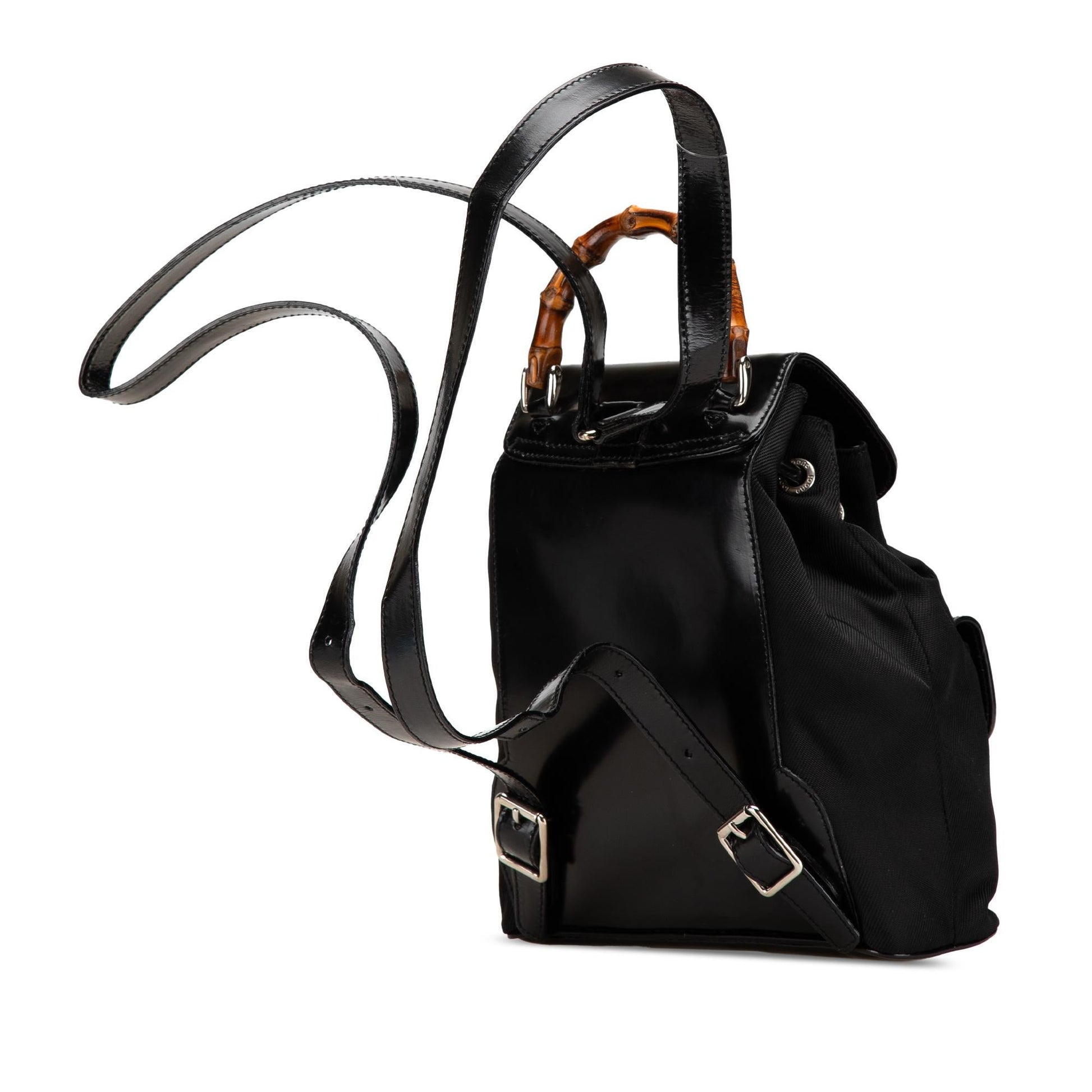 Gucci Bamboo Backpack Nylon Calf Black Mini